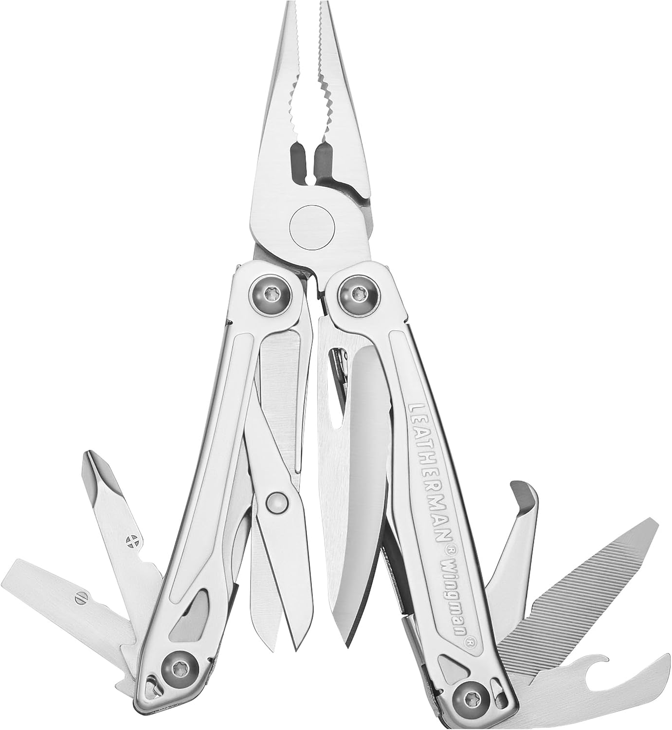 Leatherman Wingman&reg; Multitool 14-In-1 with Spring-Action Pliers, Wire Cutters, Knife, Scissors & Screwdrivers - 3.8" Closed, 7Oz - Stainless Steel - Best for Everyday Carry, DIY & General Tasks image number 1