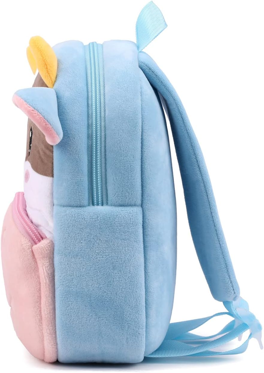 Toddler Backpack for Boys and Girls, Cute Soft Plush Toddler Bag Animal Cartoon Small Mini Backpack Little for Kids 2-6 Years