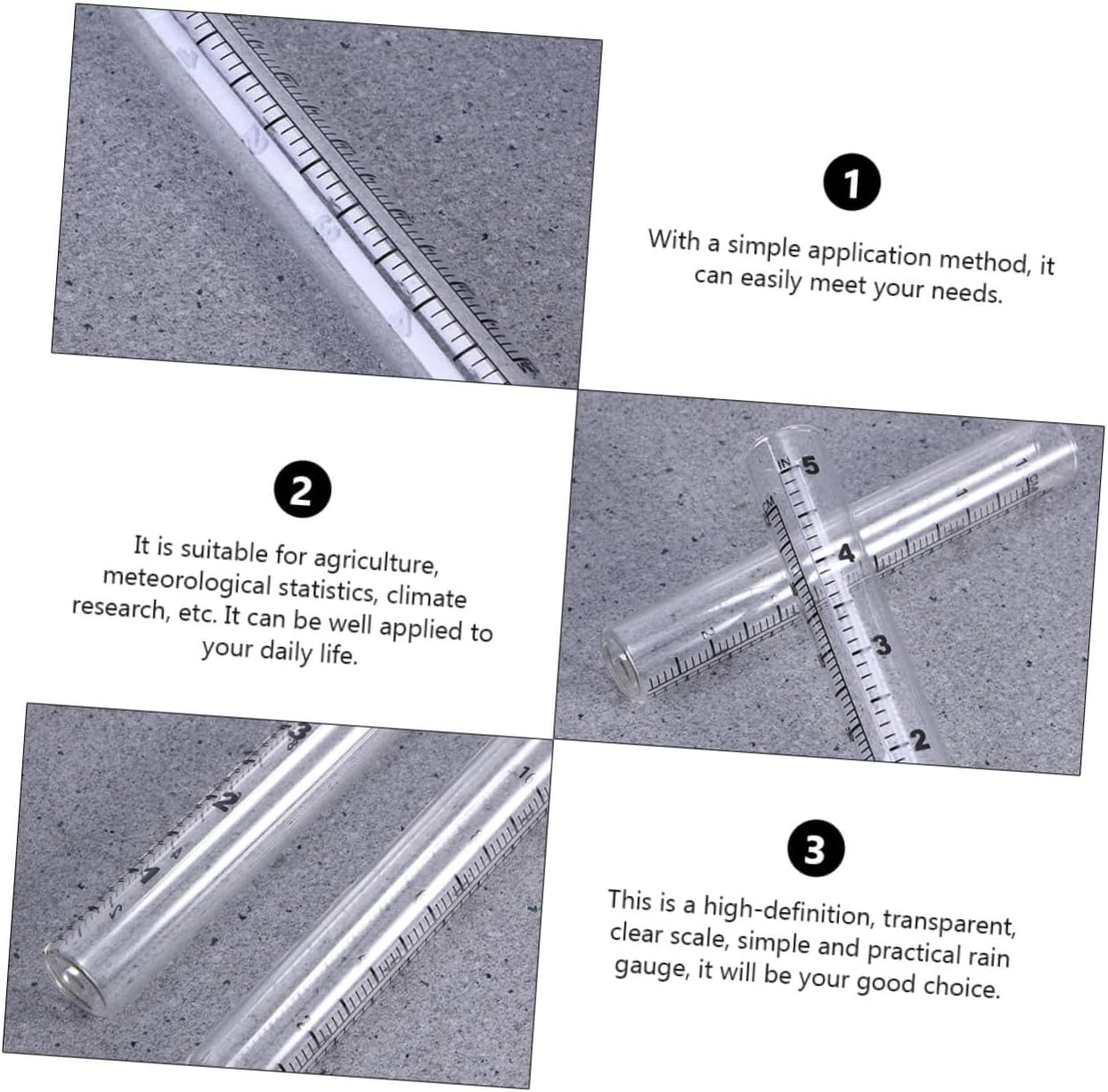 4Pcs Glass Rain Gauge Tubes Outdoor Garden Rain Measuring Cups Accurate Water Collection for Home and Lawn Use image number 3