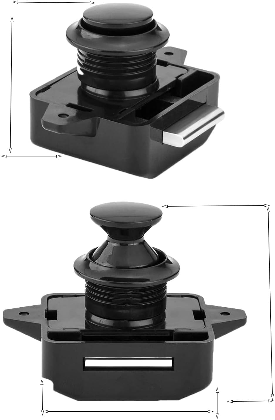 RV Cabinet Locks, ABS Push Button Cabinet Latch for RV Motorhome Camper Truck Caravan Van Yacht Boat Marine, Camper Cupboard Knob RV Cabinet Latches (5PC Black), MST02 image number 6