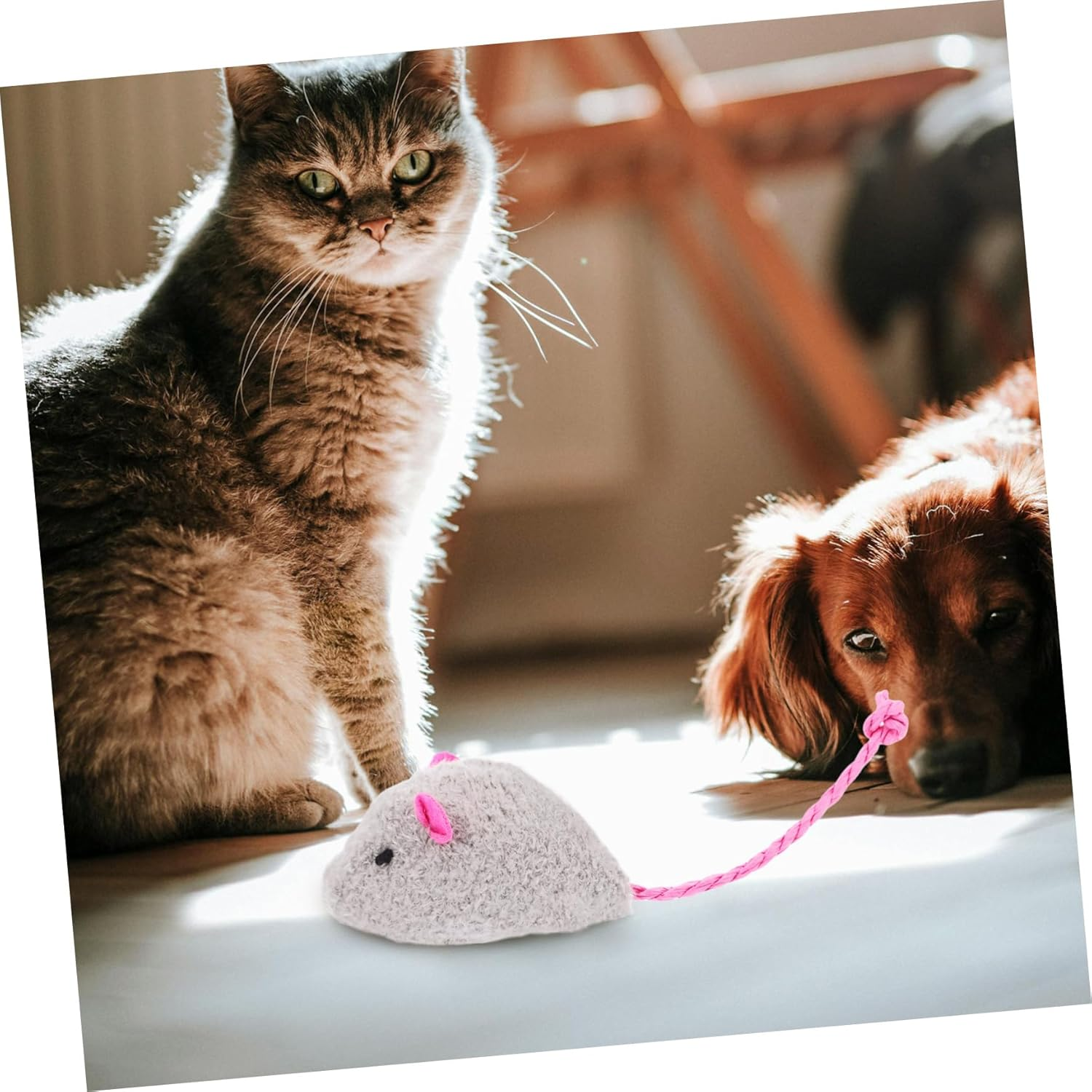 BELLIFFY 4Pcs Realistic Simulation Plush Mouse Cat Toy Moving Mouse for Indoor Exercise and Entertainment image number 4