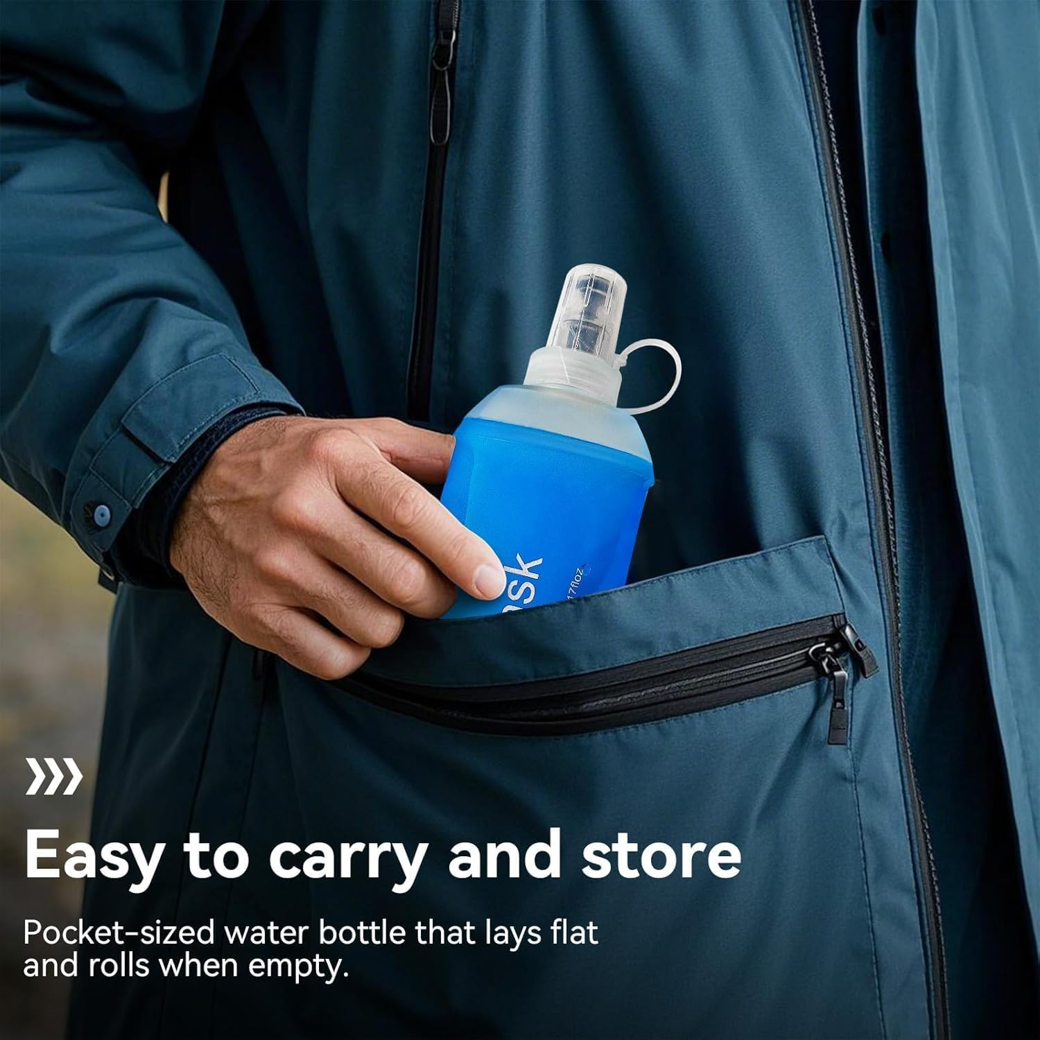 Soft Flask Running Water Bottles,500Ml, Foldable Water Bottle,Tpu Collapsible Running Hydration Flask for Hydration Pack Hiking Cycling Climbing, Collapsible Water Bottle, 2 Pack image number 5