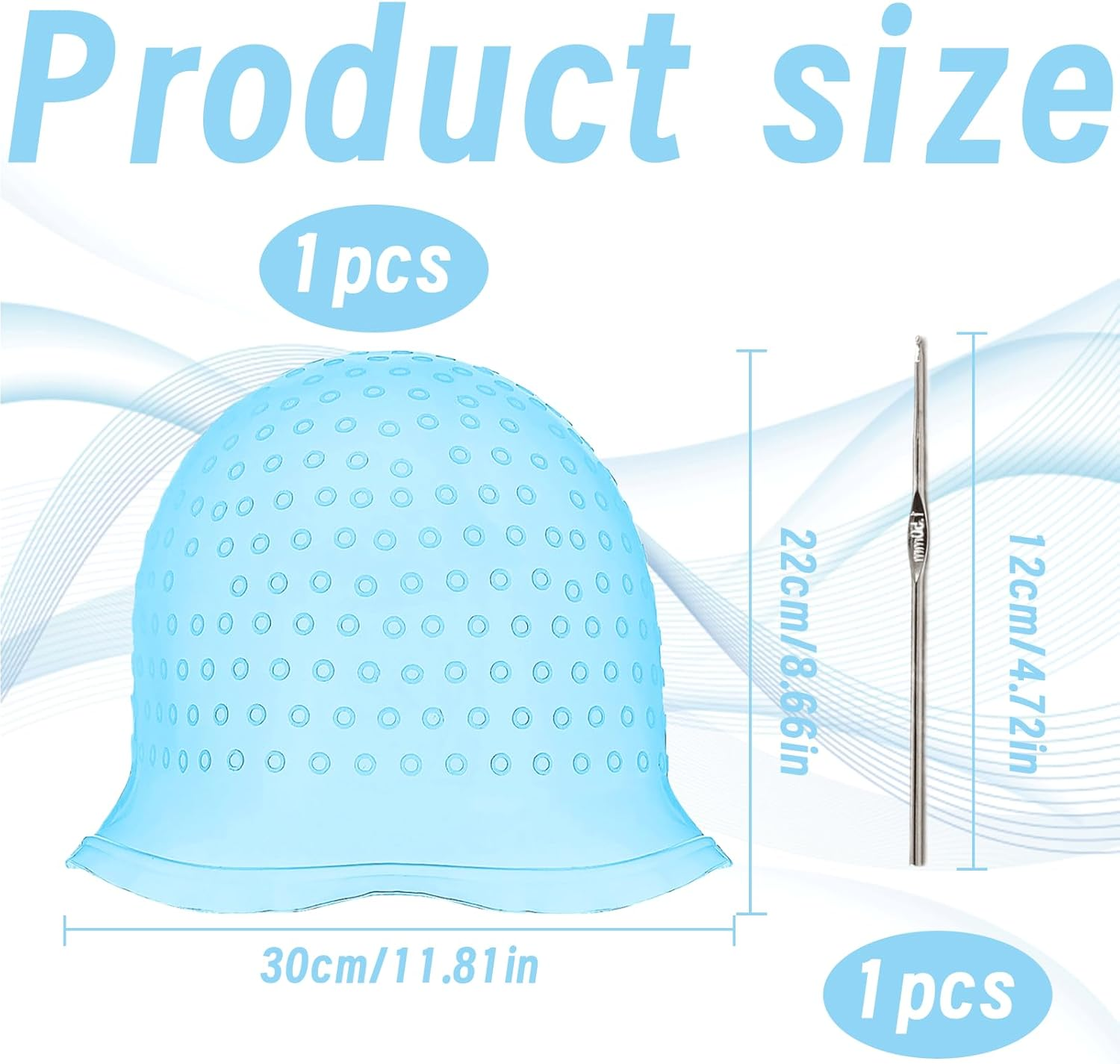 Pack of 2 Highlight Caps, Silicone Hair Highlight Cap, Highlights Cap, Highlight Cap, Highlight Cap, Highlight Cap, Highlight Hood with Needle and Holes, Reusable, for Professional Salon and Home Hair image number 4