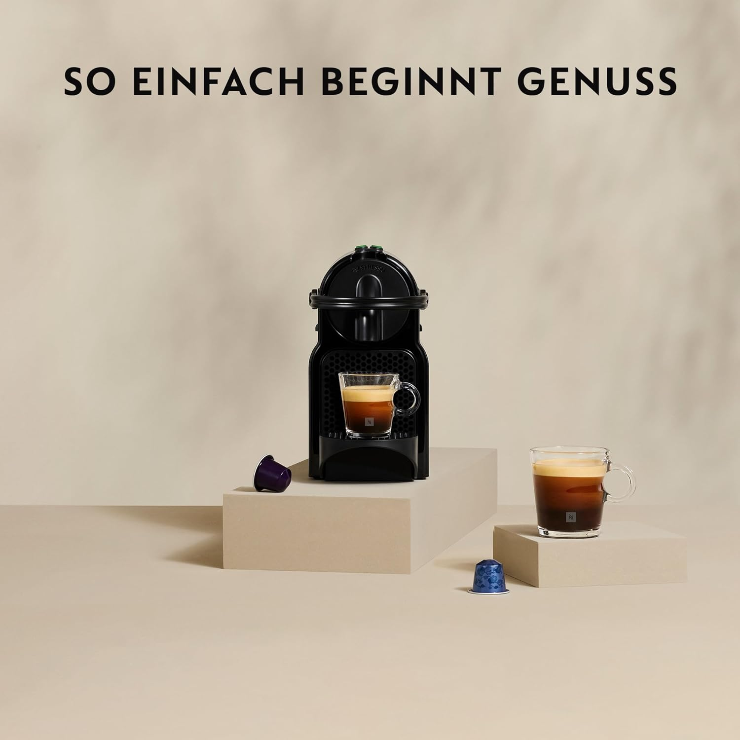 Nespresso De'Longhi EN 80.CW Inissia Capsule Machine, High Pressure Pump and Energy Saving Function, Automatic Power off 9 Minutes, Cup Capacity for Espresso and Lungo, 0.7 L Water Tank, Vanilla Cream image number 1