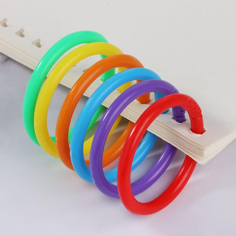 Plastic Binder Rings 1 Inch, Flexible Loose Leaf Book Rings, Colorful Keychain Clips for Index Cards, Scrapbooks, Word Cards and Documents (140 Pack) image number 4