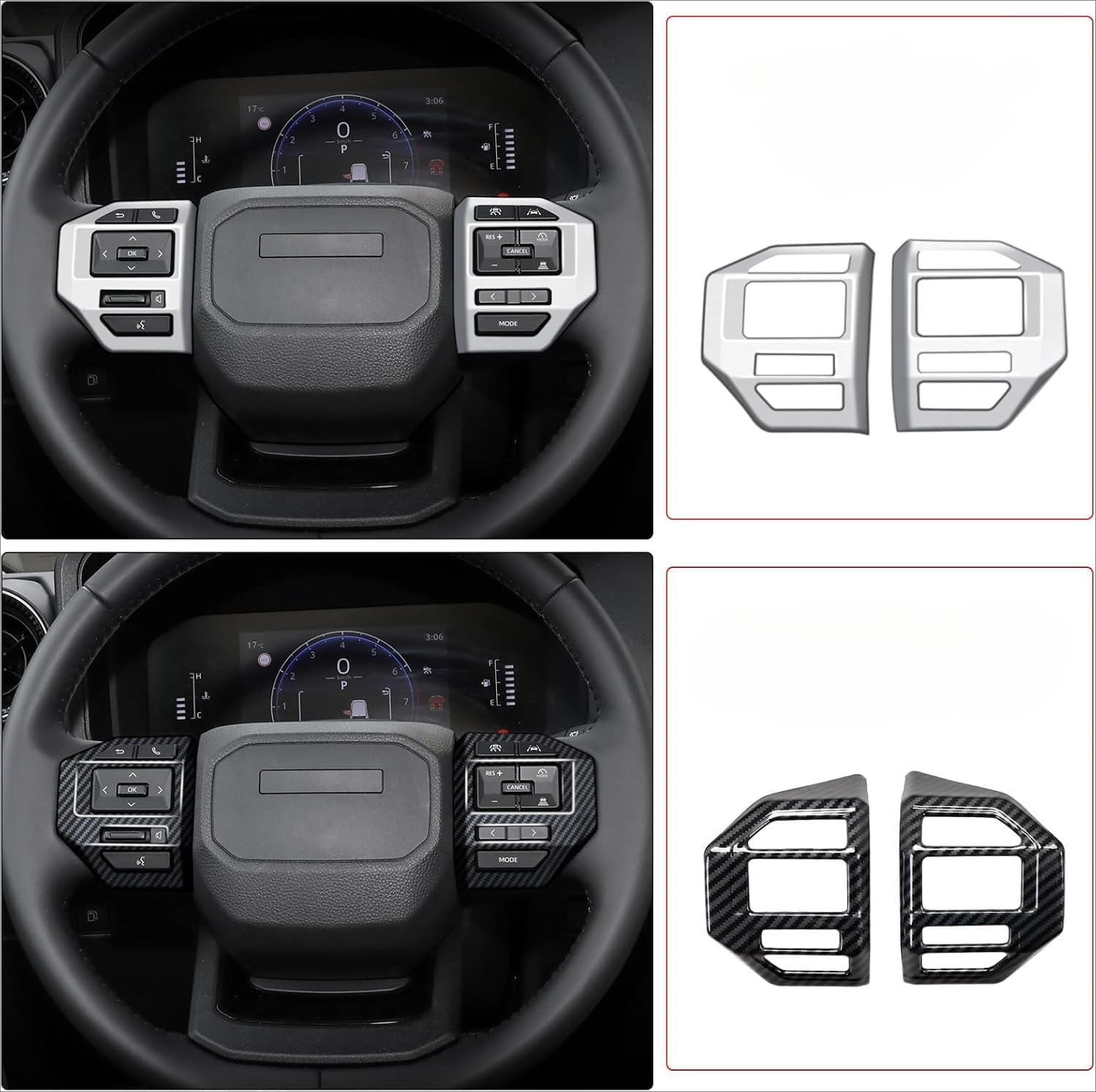 Carbon Fiber Style Steering Wheel Cover Decoration Suitable for Toyota Land Cruiser 250 1958 Prado LC250 J250 2024-2025 Interior Accessories (Button Cover) image number 3