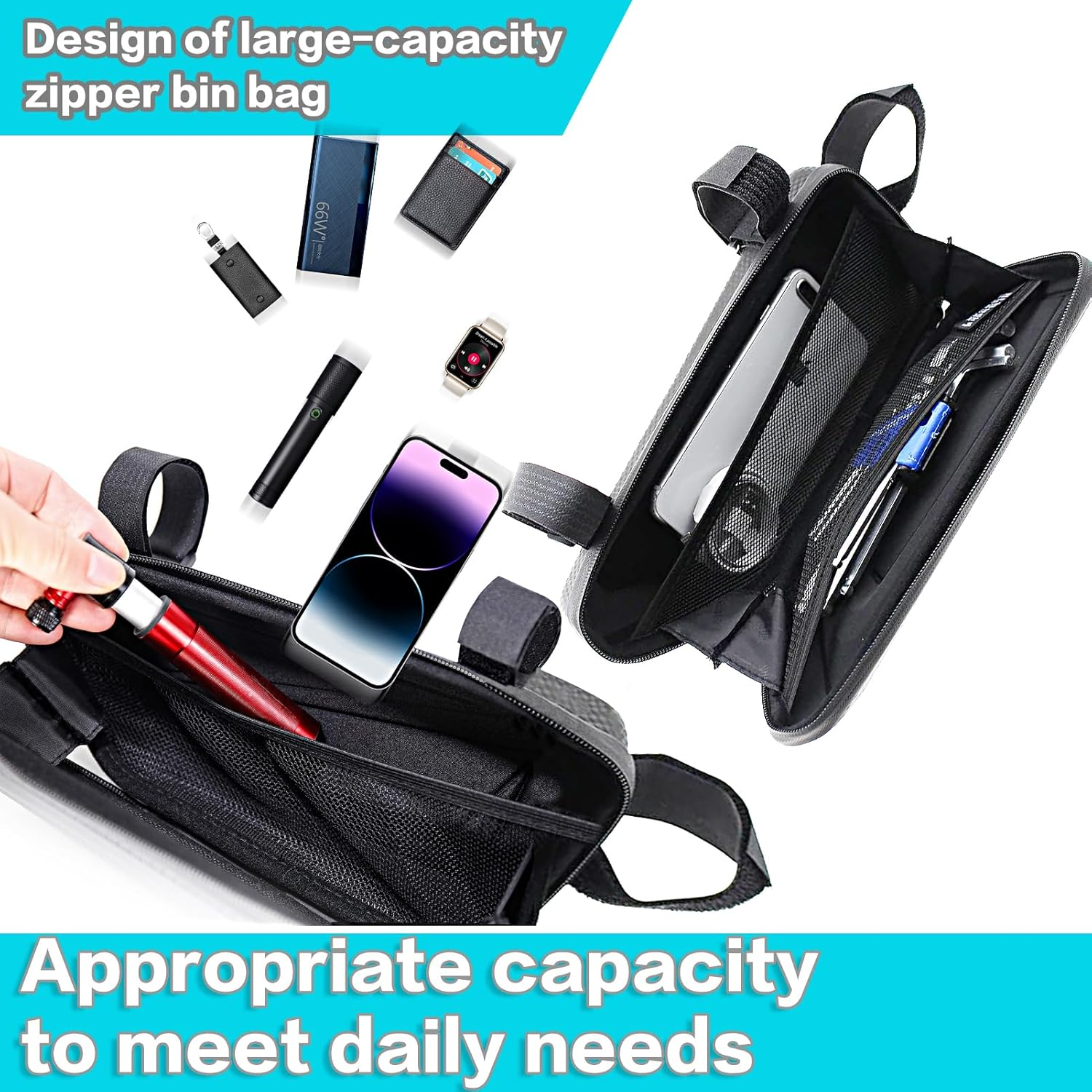 RAPIDSKY Bicycle Hard Shell Triangle Upper Tube Motorcycle Tail Saddle Bag Bike Waterproof Frame EVA Hard Shell Side Hanging Seat Tube Accessories Storage image number 5