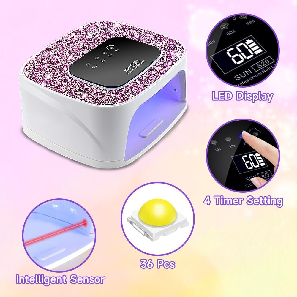 UV LED Nail Dryer,Yakiter 168W 2 in 1 LED/UV 36 Leds Nail Dryer,4 Timer Settings, Automatic Sensor for Hands & Feet Nail Salons and Homes