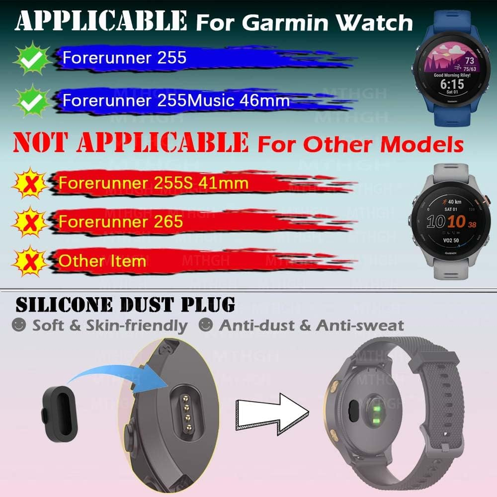 Screen Protector for Garmin Forerunner 255/255 Music Smartwatch [4 Pcs] + Anti-Dust Plugs 5Pcs, MTHGH Tempered Glass 9H Hardness Sensitive Touch Bubble Free Film Ultra-Thin Protective Cover image number 1