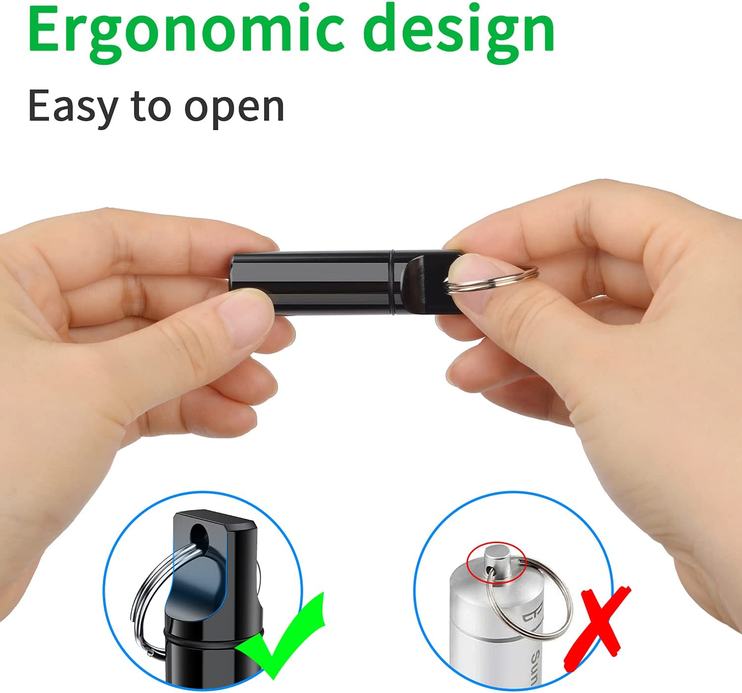 Small Pocket Pill Box Keychain , Aluminium Alloy Portable Mini Pill Organizer Case Container for Purse, Waterproof Metal Pill Holder Medicine Bottle for Outdoor Camping Travel (Silver) - Red image number 2