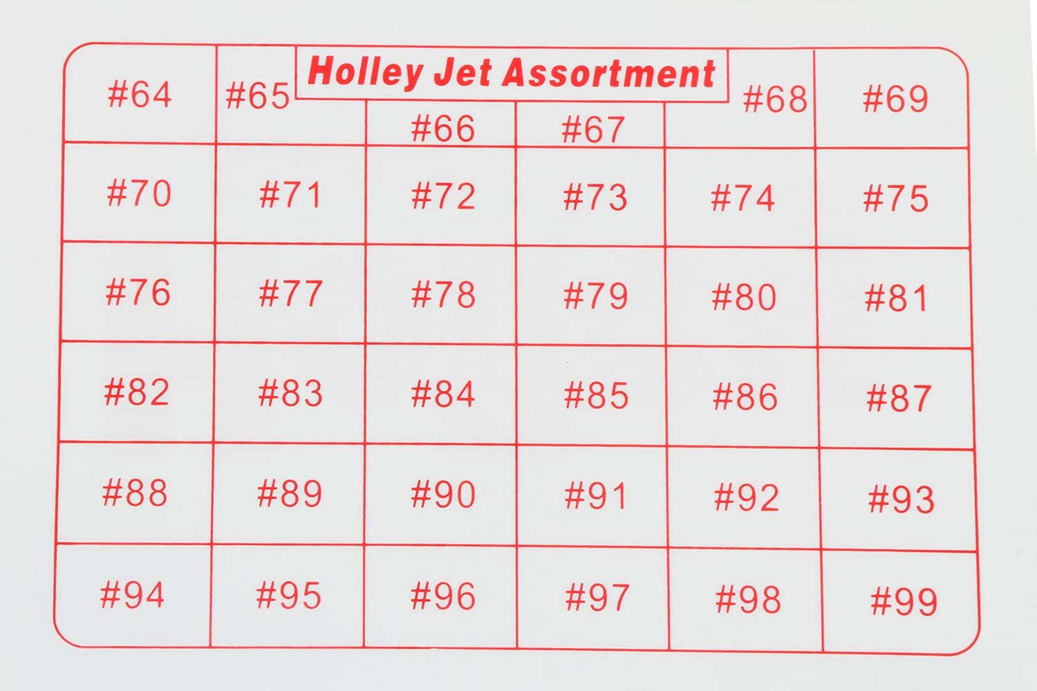 Holley Carburettor Jets Gasoline Brass 1/4 In.-32 Sizes 64-99 Two of Each Size Kit image number 2