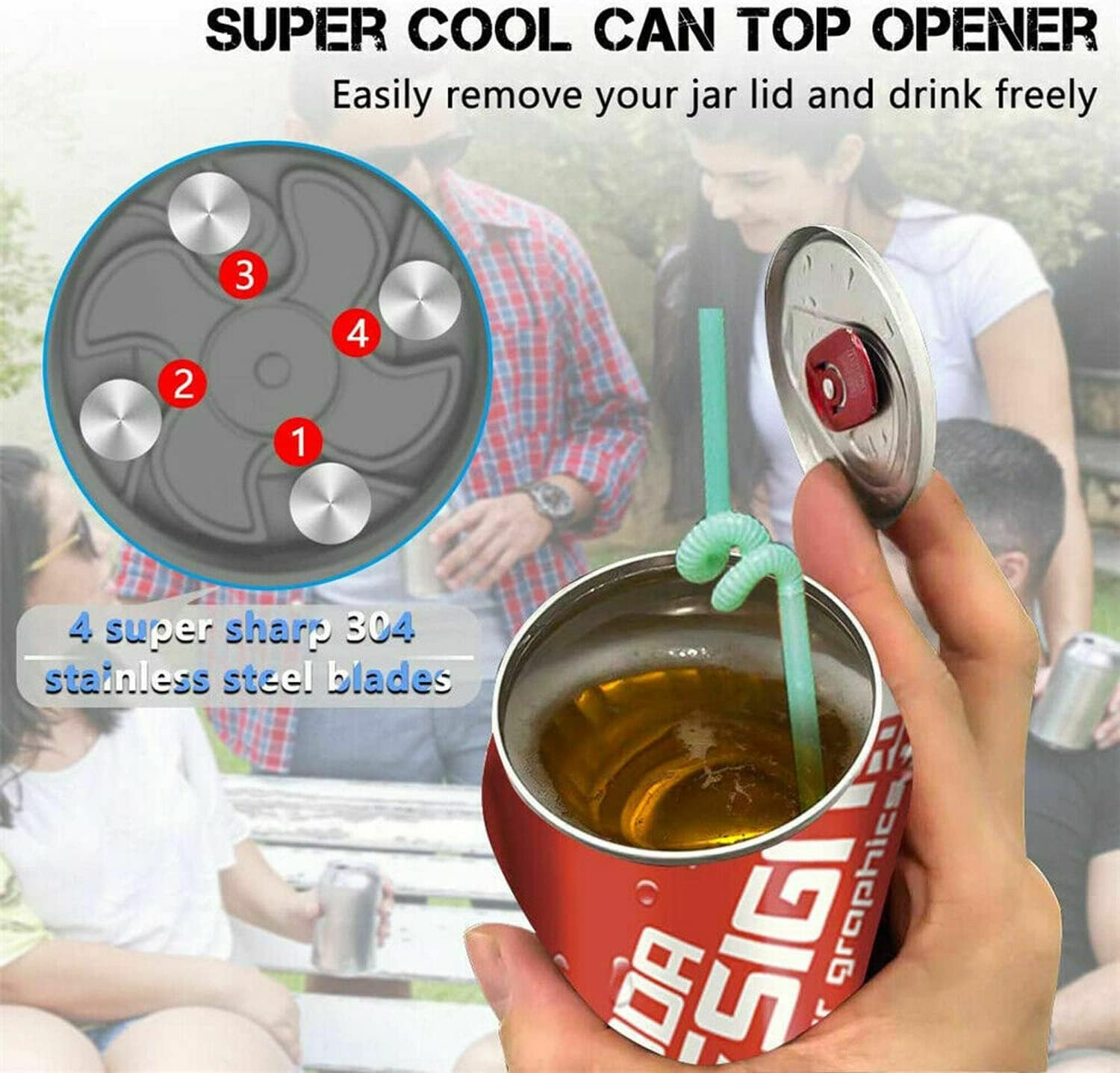 Can Top Remover for Beer & Soda &ndash; Handheld Portable Draft Top Beer Can Opener & Soda Can Opener Tool for 8-19Oz Cans &ndash; No-Spill Can Cutter Top Remover (Beer Pong, Camping, DIY Crafts) image number 1