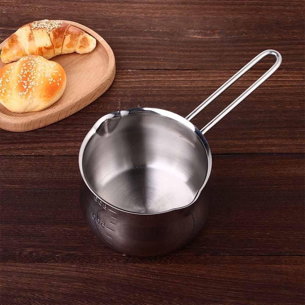 Leadigol 1PCS Stainless Steel Milk Pan,Non-Stick Milk Pot Small Saucepan Cheese Pot with Pour Spout for Kitchen image number 5