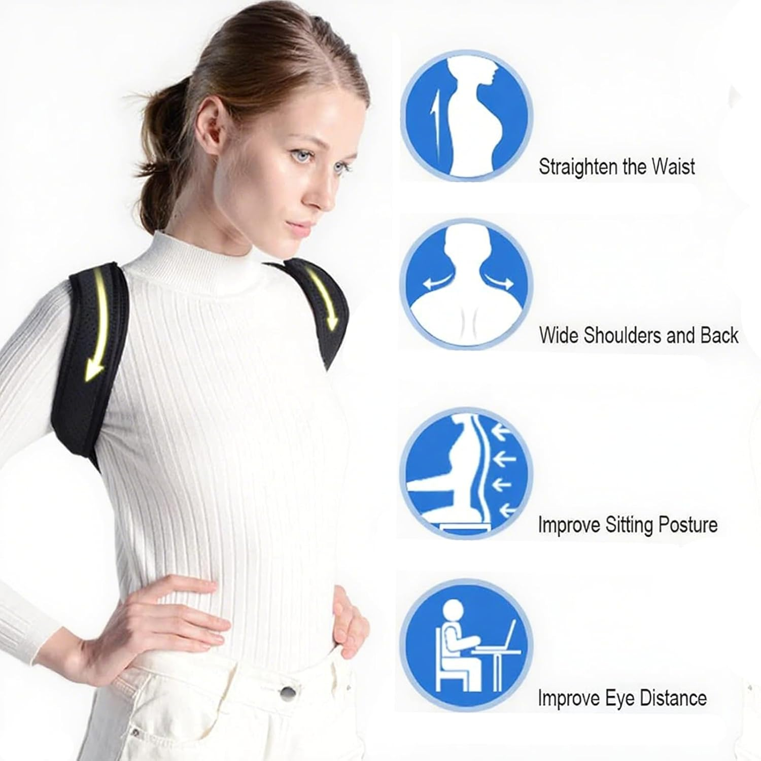 Posture Corrector for Men & Women &ndash; Adjustable Upper Back Brace for Spine Alignment, Shoulder & Neck Support &ndash; Breathable Back Straightener for Clavicle, Slouching & Posture Correction Pain Relief image number 5