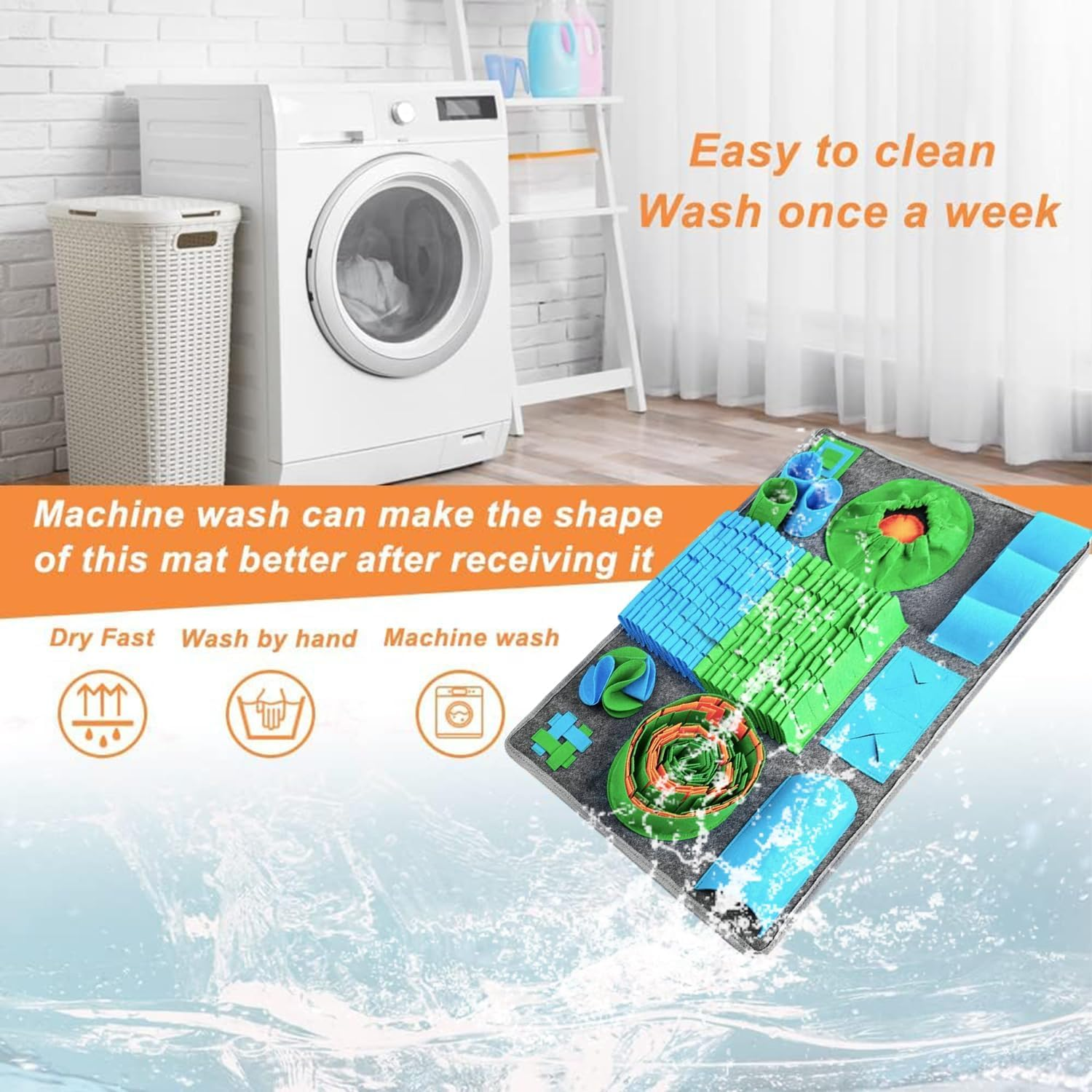 Bytebliss Snuffle Mat for Dogs, Interactive Feeding Game for Boredom and Mental Stimulation, Sniff Mat Helps Small Dogs and Cats Slow Eating and Keep Busy image number 1