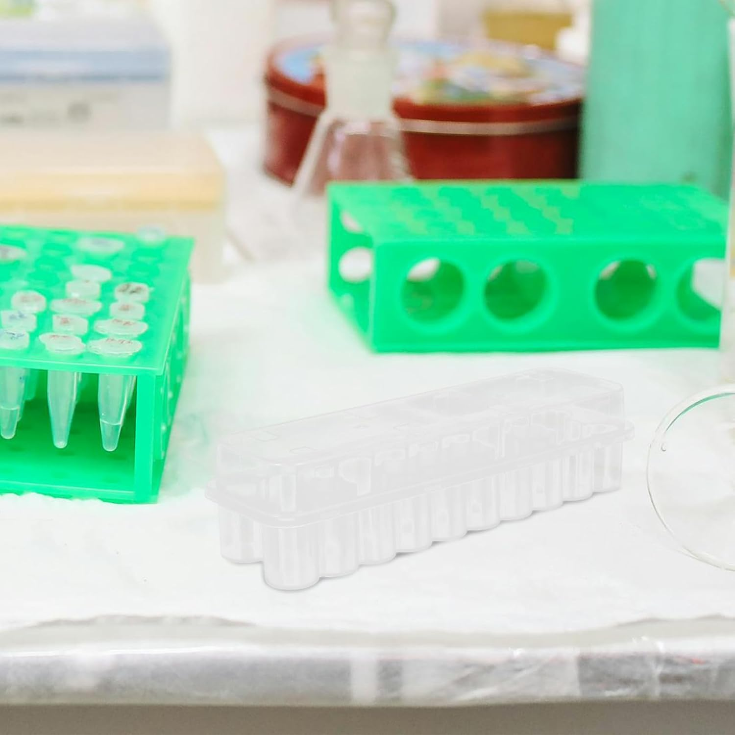 Sewroro Plastic Vial Storage Box, 3Ml Freezer Vial Microtube Organizer Case, 24 Slot Clear Storage Container, for Essential Oils, Home and Laboratory Use image number 3