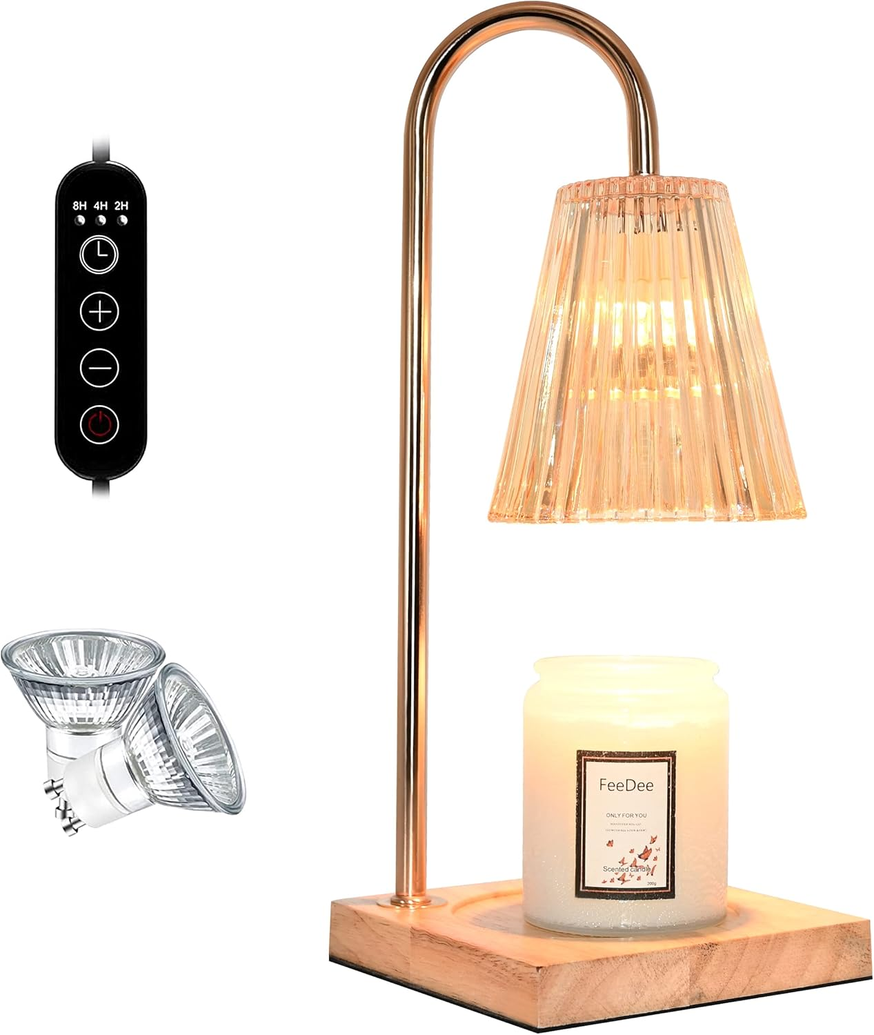 Candle Warmer Lamp with Timer, Dimmable Warming Light Compatible with Various Candles for Home Decor, Large Jar with 2 Bulbs Amber-02 image number 5