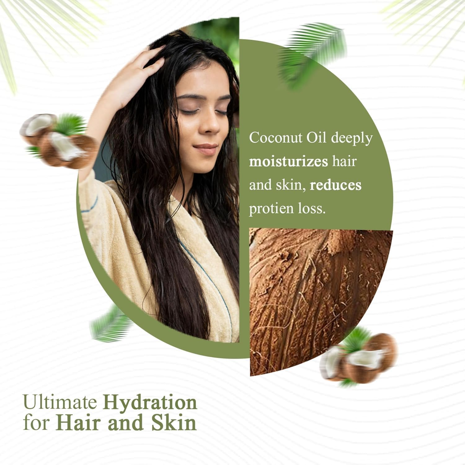 Coconut Oil 100% Pure | Cold Pressed Raw Beauty Oil | Hair, Skin & Body | Deep Moisture, Natural Shine & Anti-Frizz | Multi-Purpose Hydration & Skincare | 60 ML image number 5