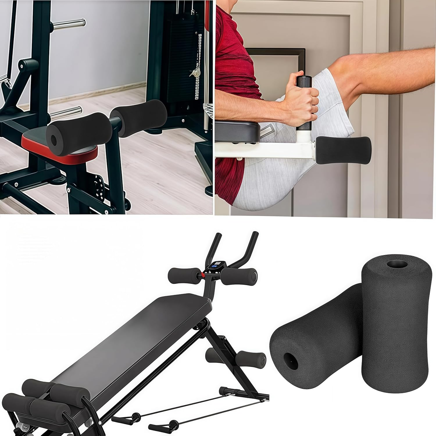 Foam Foot Pads Rollers, 4 Pcs Replacement Foam Foot Pads, Weight Bench Leg Extension Curl Attachment for Home Gym Replacement Parts image number 2