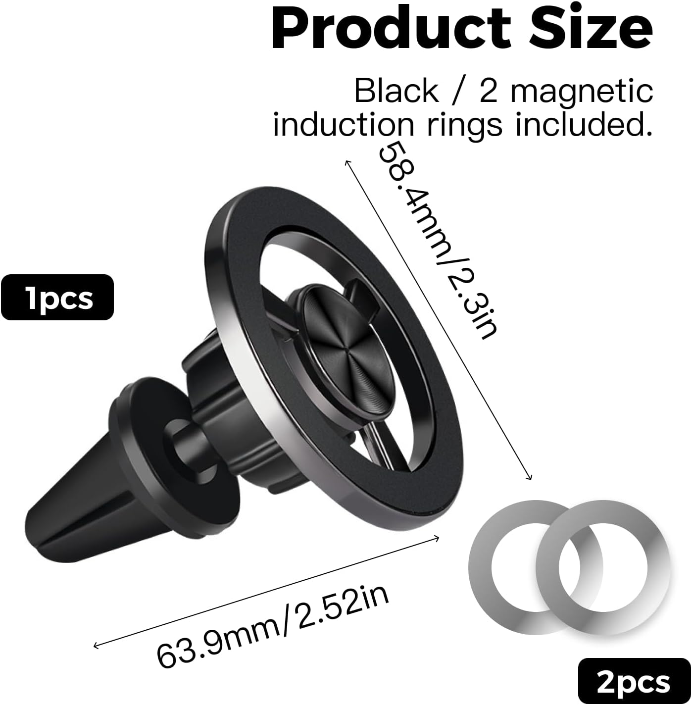 Car Mount for Iphone 16 Pro Max/16/15/14/13/12 Series, 360&deg; Adjustable Magnetic Phone Holder with Strong Magnets, Air Vent Clip, Compatible with All Smartphones, Easy One-Hand Operation image number 1