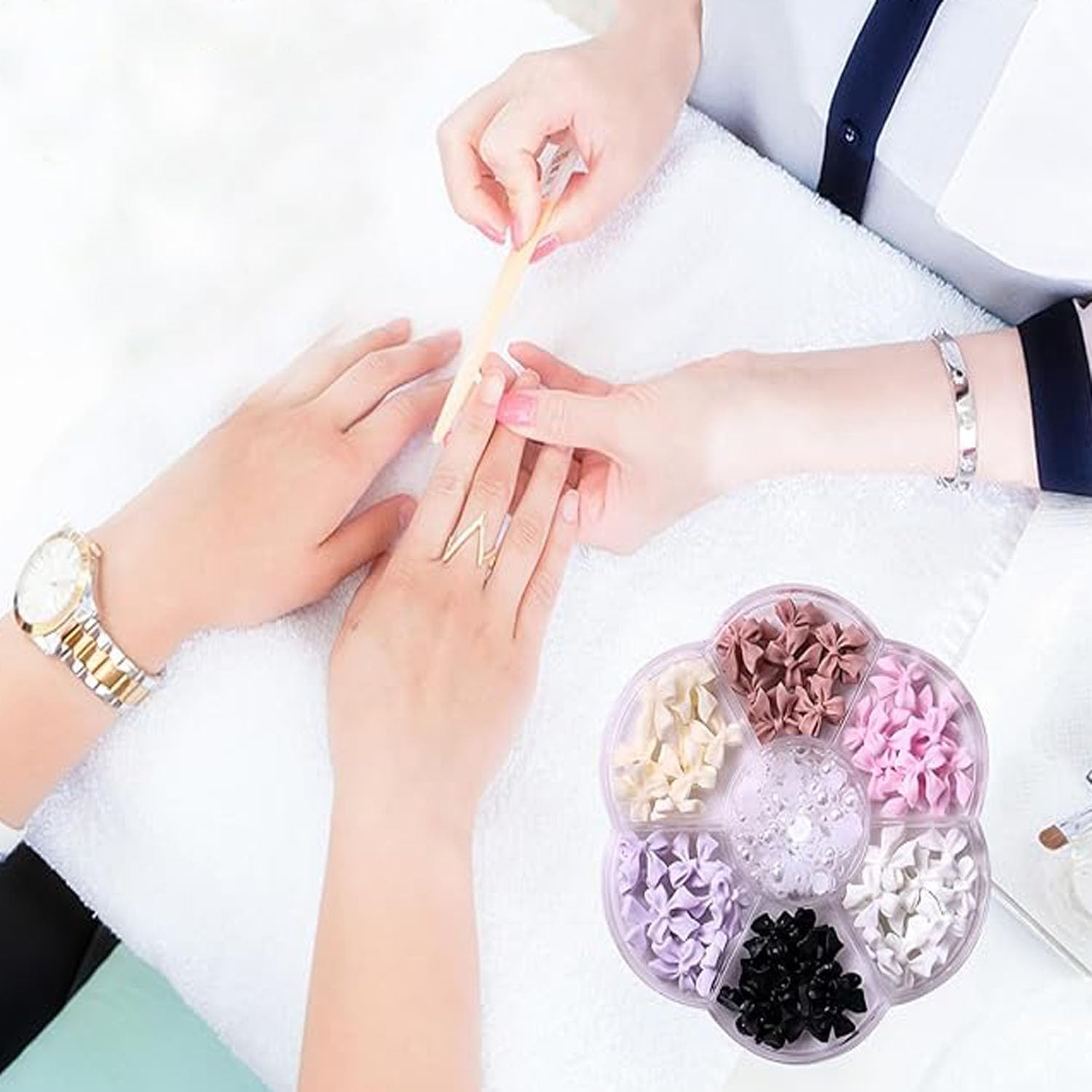 Bow-Knot Nail Stud Rhinestones,3D Bow Nail Charms, for Women Girl Nail Stones Design DIY Decoration Nail Art Rhinestones image number 4