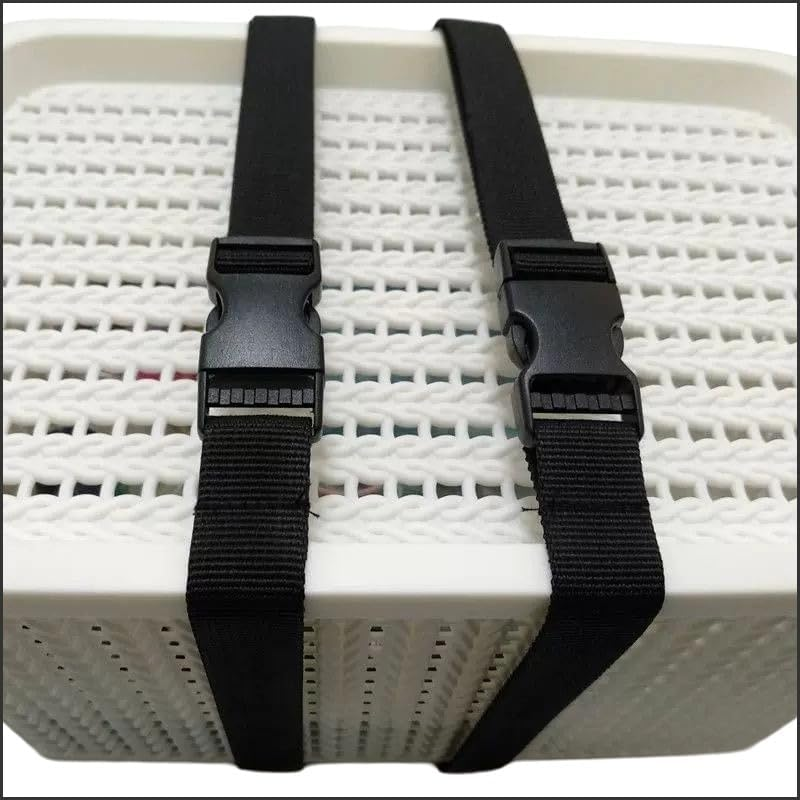 Pack of 4 Black Luggage Straps, Elastic Suitcase Strap, Adjustable Buckle Strap, Suitcase Strap for Safely Packing and Organising Travel Bags, Suitcases, Luggage Strap (3 X 50-200 Cm) image number 4