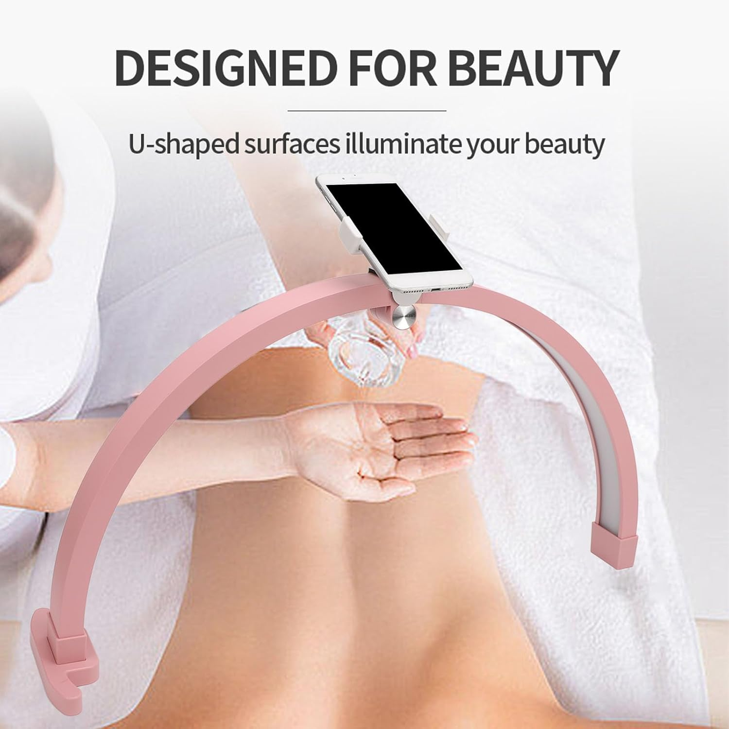 Half Moon Nail Desk Lamp, 22 Inch 20W 1500LM 3200 to 5600K Foldable Half Moon Light for Nail Desk with Phone Holder Touch Control LED Lash Light for Eyelash Extensions Tattoo (AU) image number 5