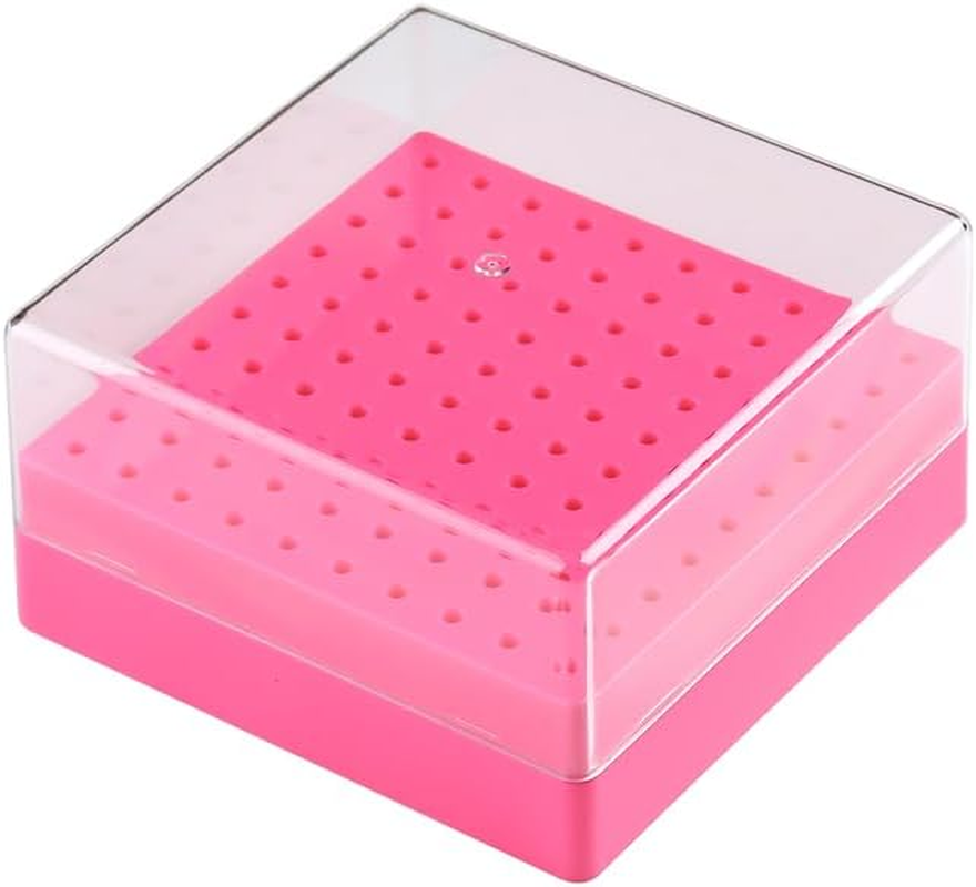 Fspronail Nail Drill Bits Holder,100 Holes Nails Drill Grinding Head Organizer Empty Box,Nail Drill Kit and Nail Drills Cleaning Brush Dust-Proof Storage Display Manicure Tool Container Case(Rose Red)