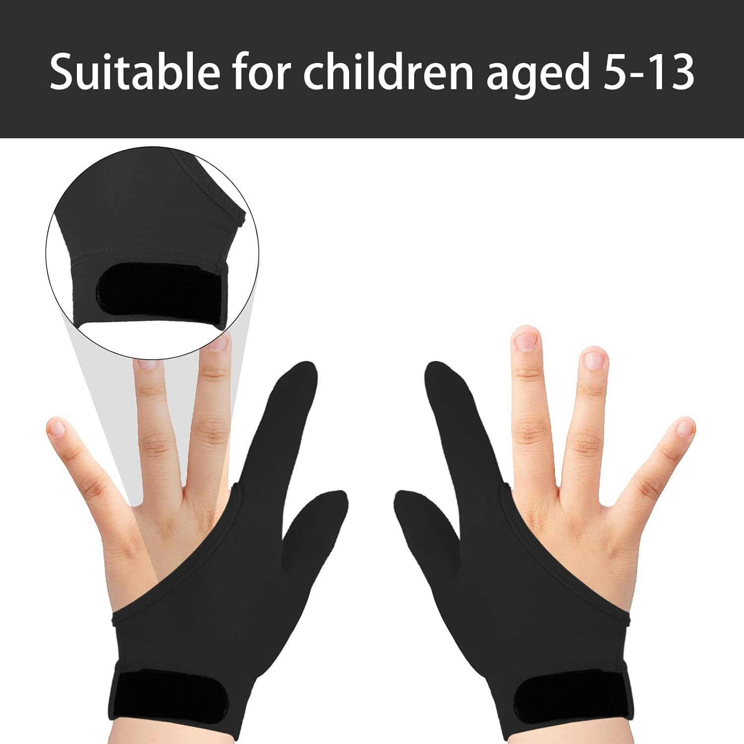 Kuskins 4 Pcs Thumb Sucking Guard Gloves for Kids Ages 5-13, Breathable Sensory Gloves to Stop Thumb Sucking & Nail Biting, Soft Cotton anti Suck Guard with Chewy Compression (Black) image number 3
