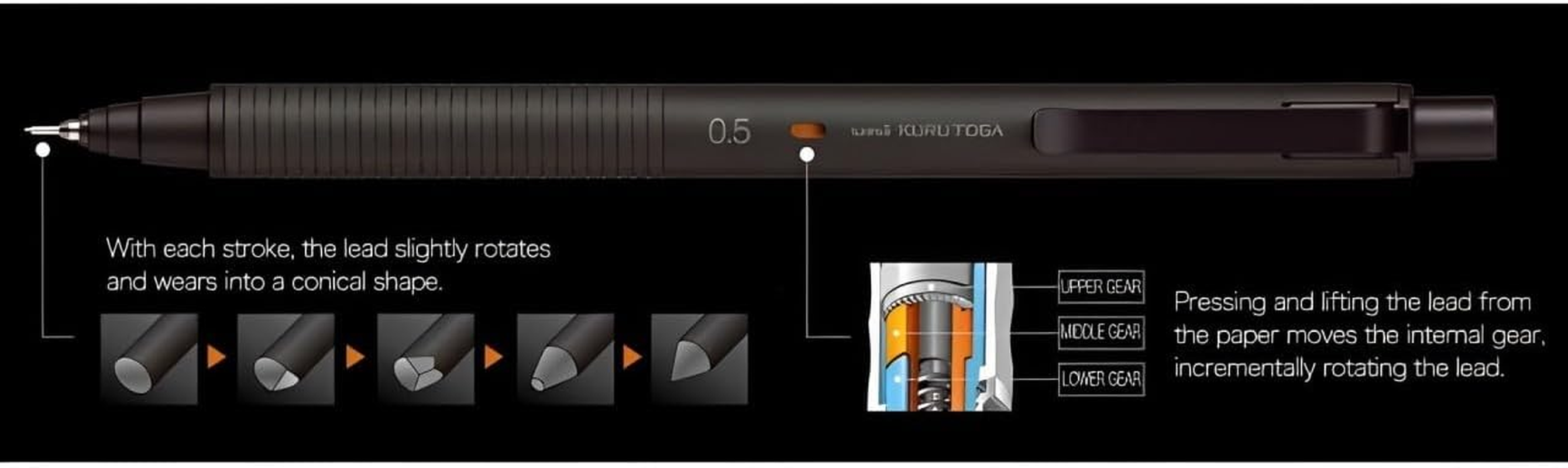 Mitsubishi Pencil Mechanical Pencil Kurutoga Metal 0.5Mm (Phantom Gray) M5KH1P.23 image number 2