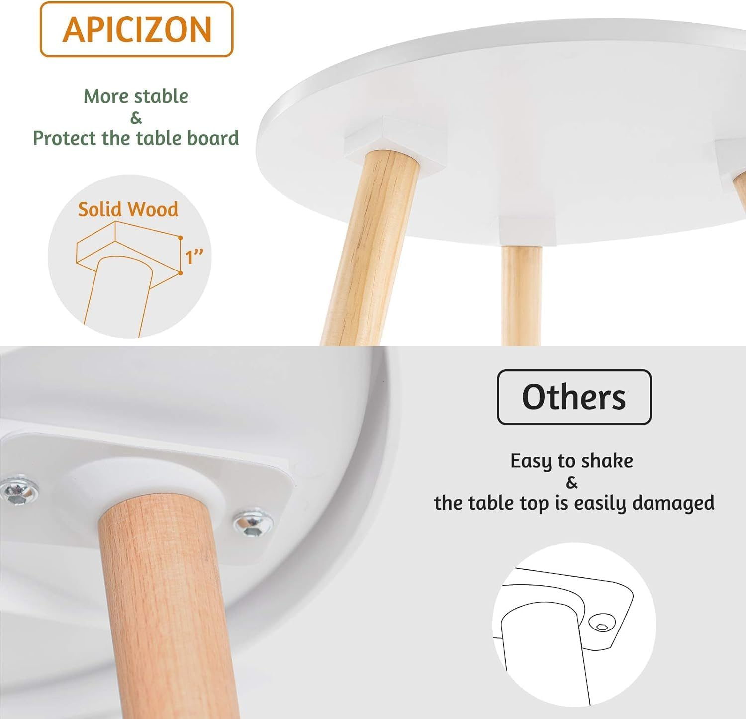 Round Side Table, Black Nightstand End Table for Small Spaces, Living Room, Bedroom, Balcony, Easy Assembly Boho Bedside Table with Blackwood Legs, 16.5 X 20.5 Inches image number 5