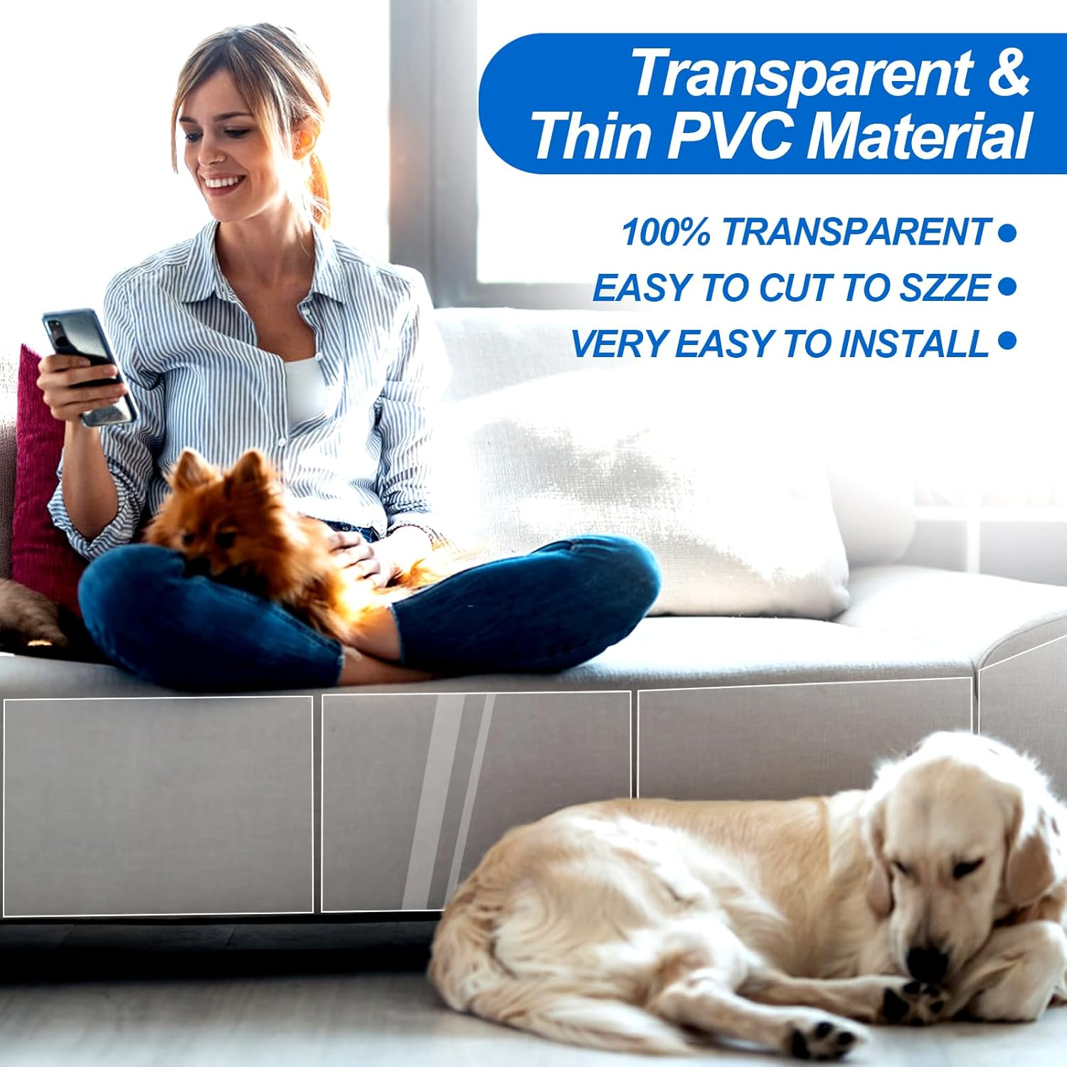 Cat Scratch Protection, Pack of 12 Sofa Scratch Protection Pad with Self-Adhesive Cat Scratch Protection Film, Double-Sided Scratch Pads for Cats for Sofa, Furniture, Door, Scratch Protection image number 4