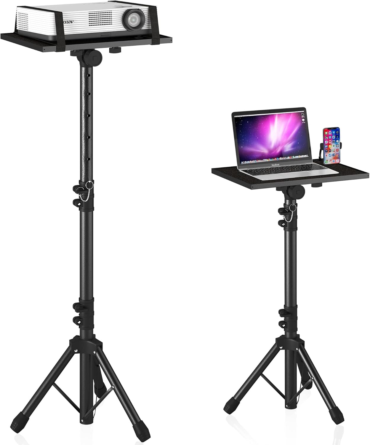 LXJNFAC Projector Stand Tripod from 23" to 46", Laptop Tripod Stand Height Adjustable with Gooseneck Phone Holder, Laptop Floor Stand for Office, Home, Stage, Studio, DJ Racks Holder Mount image number 5