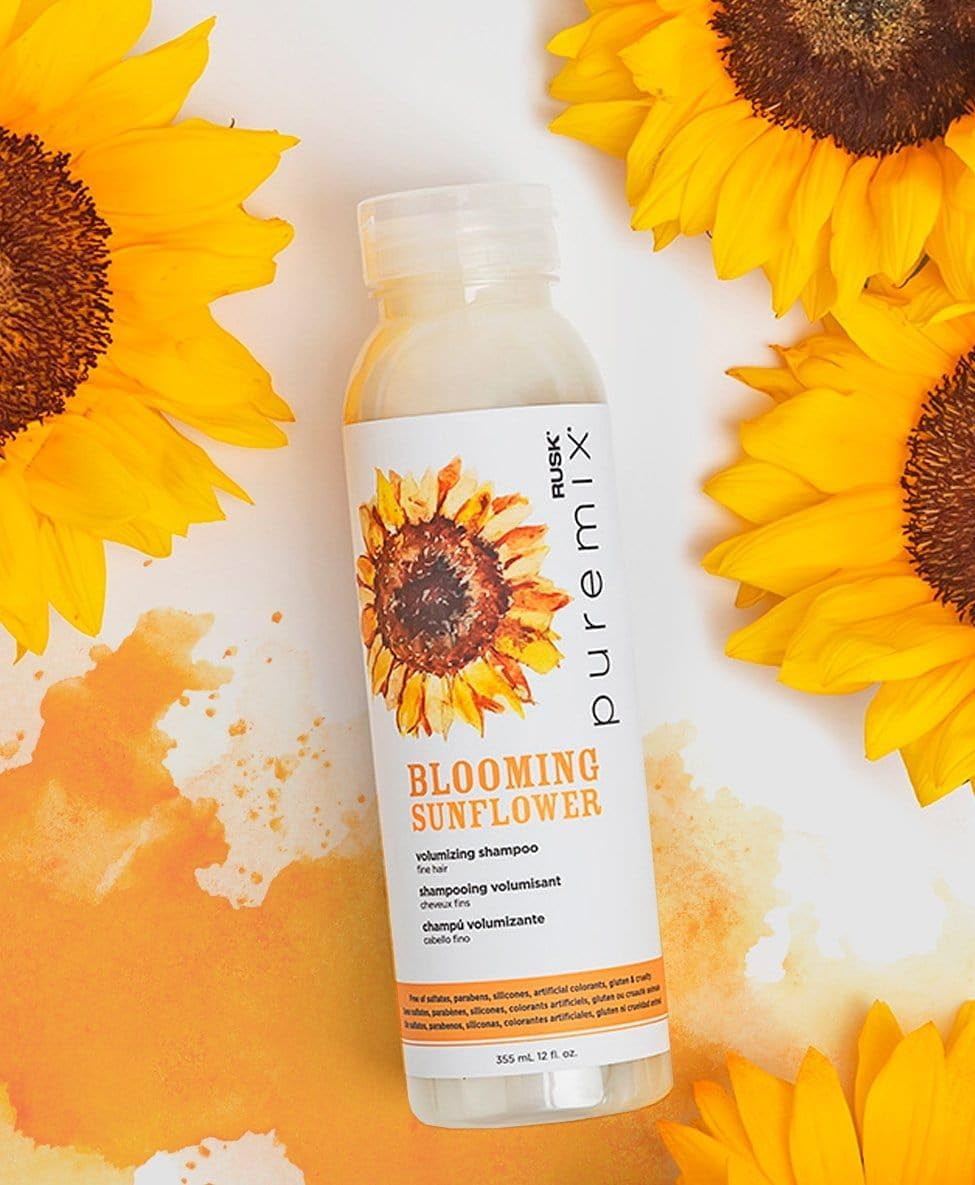 Rusk Puremix Blooming Sunflower Volumizing Shampoo - Fine Hair for Unisex 12 Oz Shampoo image number 3