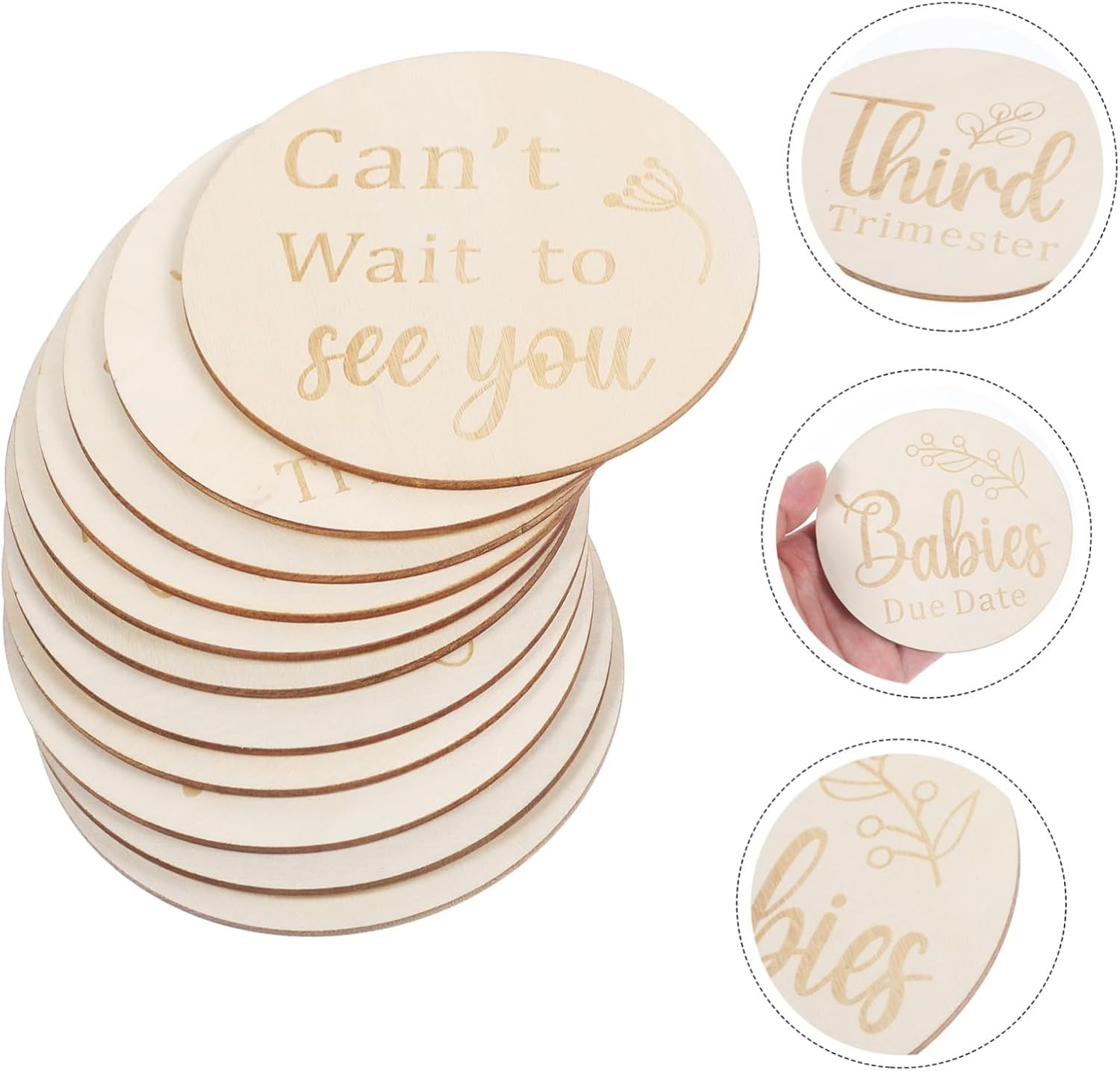 11Pcs Double-Sided Wooden Pregnancy Weekly Milestone Discs Capture Your Growth with Photo Props Showers and Newborn Memories image number 3