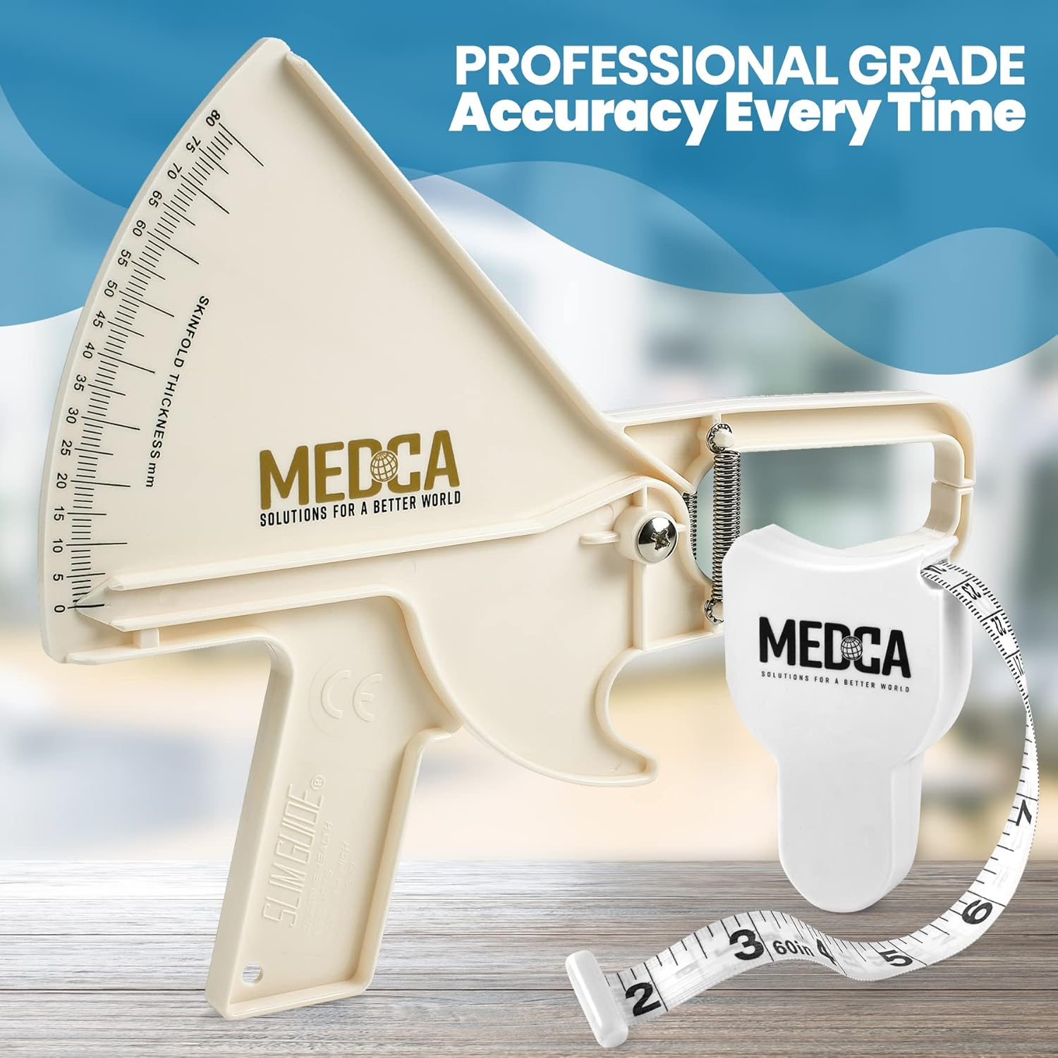 Pro Skinfold Caliper and Body Measurement Tape - Precision Body Fat Tool plus BMI Chart - Accurately Measure and Gauge Body Fat Help Track Weight Loss, Achieve Fitness Goals for Men and Women, White image number 5