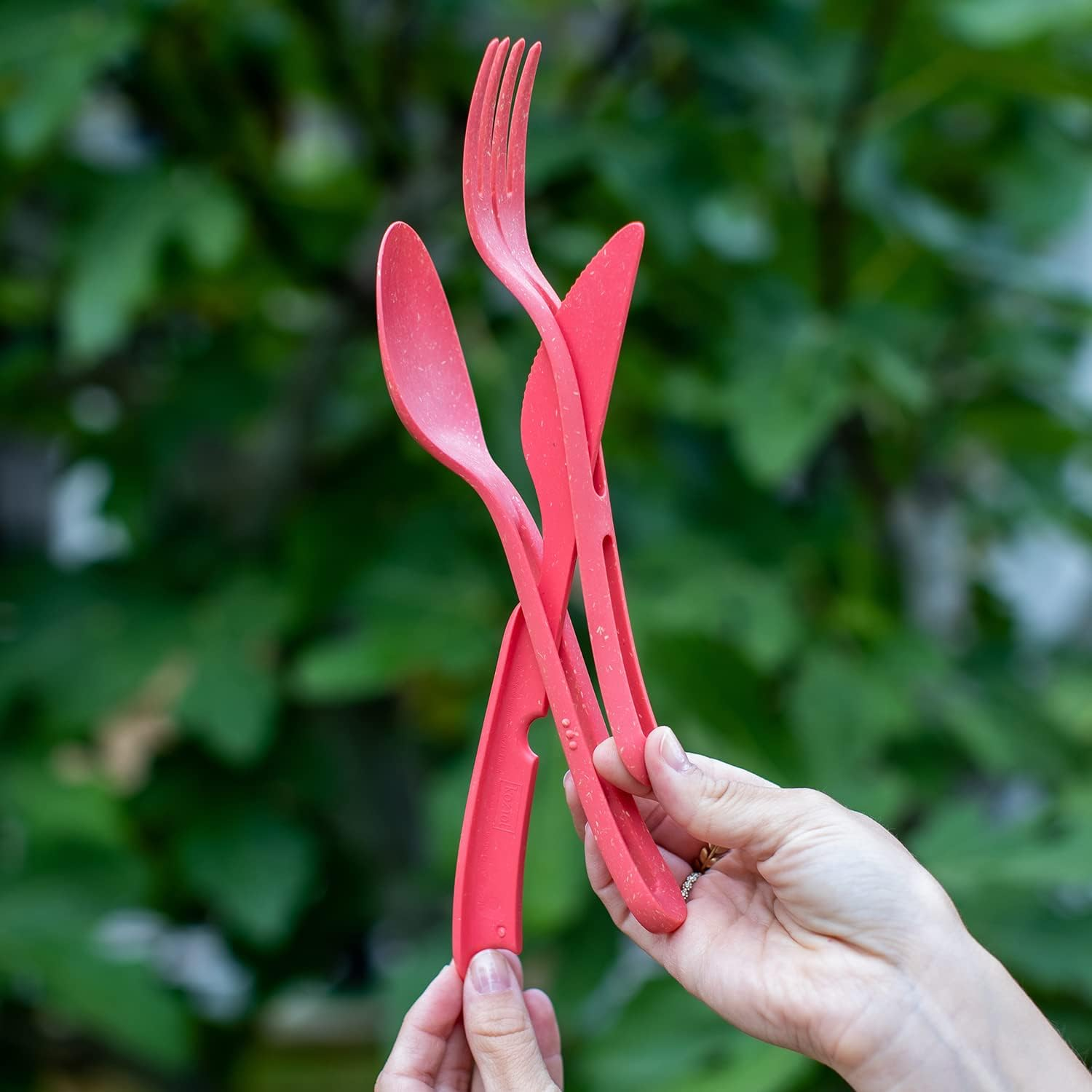 Koziol 8003704 KLIKK Plastic Cutter, Reusable, Knife, Fork, Spoon, Outdoor, Camping, Picnic, Hiking, Holiday, Lunch to Go, Cutlery Set of Three, Plastic image number 3