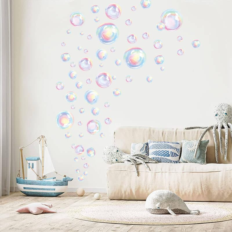 Dayker 2 Sheets Bubble Wall Decals, Colorful Bubbles Wall Stickers, Removable PVC Cutouts Ocean Decor, Underwater World Decoration for Room Nursery Birthday under the Sea Mermaid Theme Party image number 4