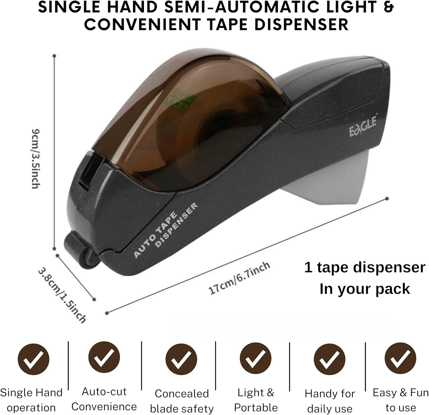 Semi Automatic Tape Dispenser 10 Tape Dispenser Refill Rolls, 1 Paper Cutter & 10 Pull Bows for Gift Wrapping & Packing for Valentine'S Day, Birthdays, Mother&rsquo;S Day, Office & Home Use (Dark Grey) - Purple image number 6