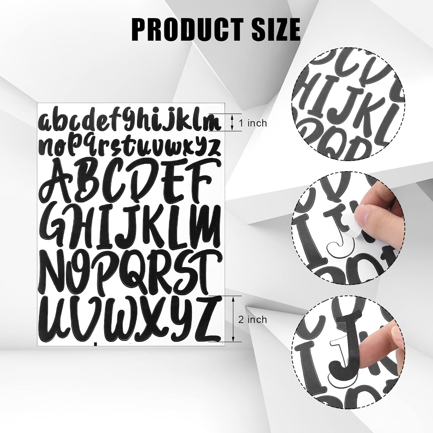 8Pcs Vinyl Letters Stickers, 1 Inch 2 Inch Capital Letter Stickers Self Adhesive Letters Sticks for Crafts Outdoor Signs Poster Mailbox Windows and Car (Black) image number 4