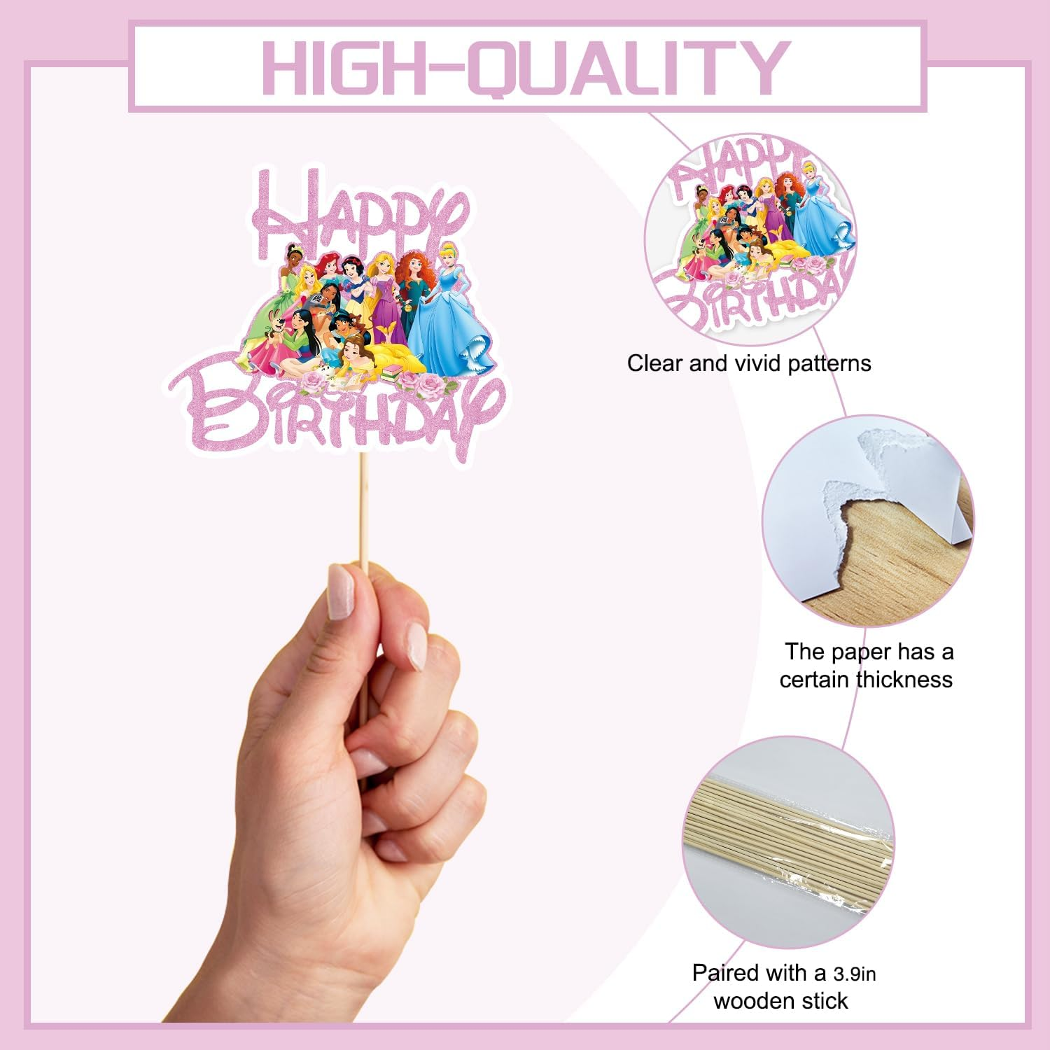 Princess Cake Topper, Princess Cake Decorations Prin Cess Cake Toppers, Fantastic Happy Birthday Prin Cess Cake Topper, Prin Cess Cake Toppers for Girls Birthday Baby Shower Party image number 4