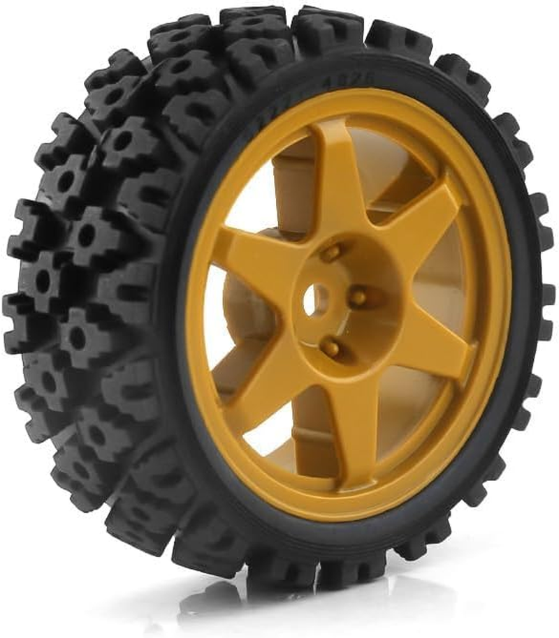 Levigo RC Buggy Rubber Mud Rally Tires Wheel Compatible with Tamiya 1/10 TT01/TT02/XV-01 /HPI RS4 RC Upgrade Spoke Black Tyres image number 2
