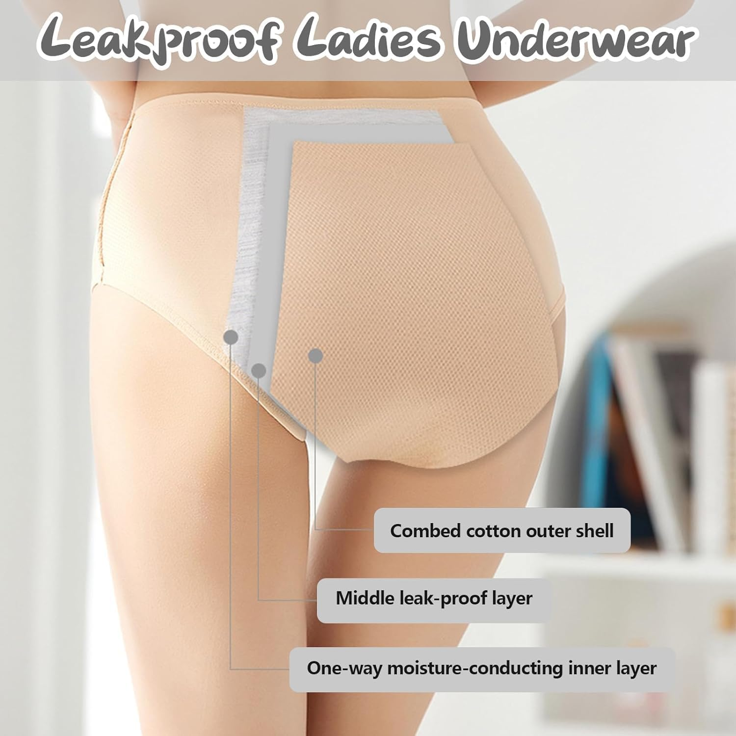 New Upgrade Leakproof Ladies Underwear,High Waist Leakproof Underwear,Incontinence Underwear for Women,Leak Proof Panties for Women over 60 (5Xl,8Pcs)
