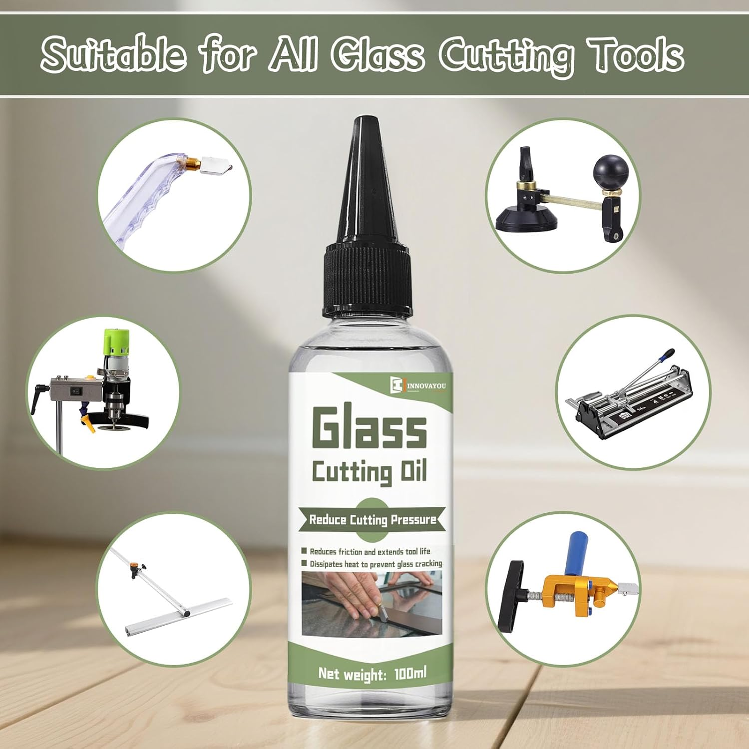 WAN2TLK Glass Cutting Oil 100Ml, Suitable for All Glass Cutting Tools, Glass Cutter Oil Is Used for Cutting Glass, Glass Bottles, Stained Glass, Tiles and Mirrors image number 4