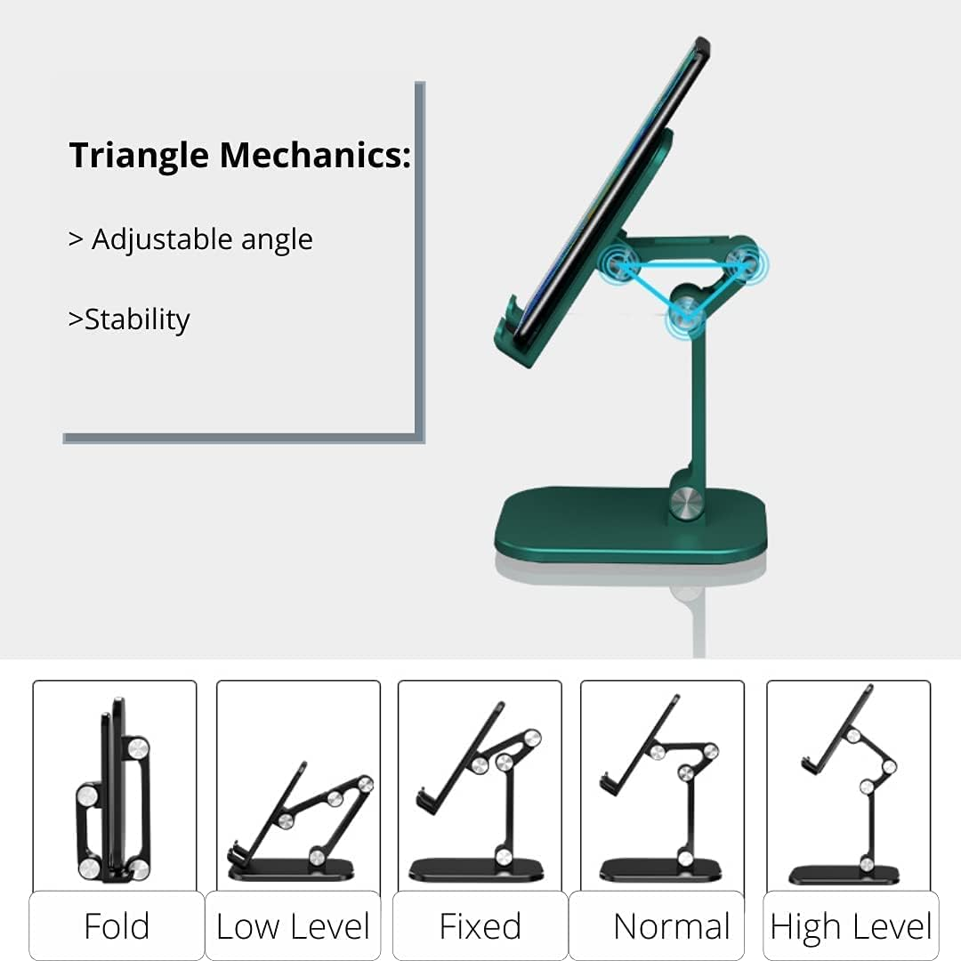 Vortex ZMZJ01 Adjustable Height Foldable Portable Mobile Phone Stand, ABS Compatible with Iphone, Samsung Google Pixel (4.7-13 Inches) Mobile Phones and Tablets, Black image number 1