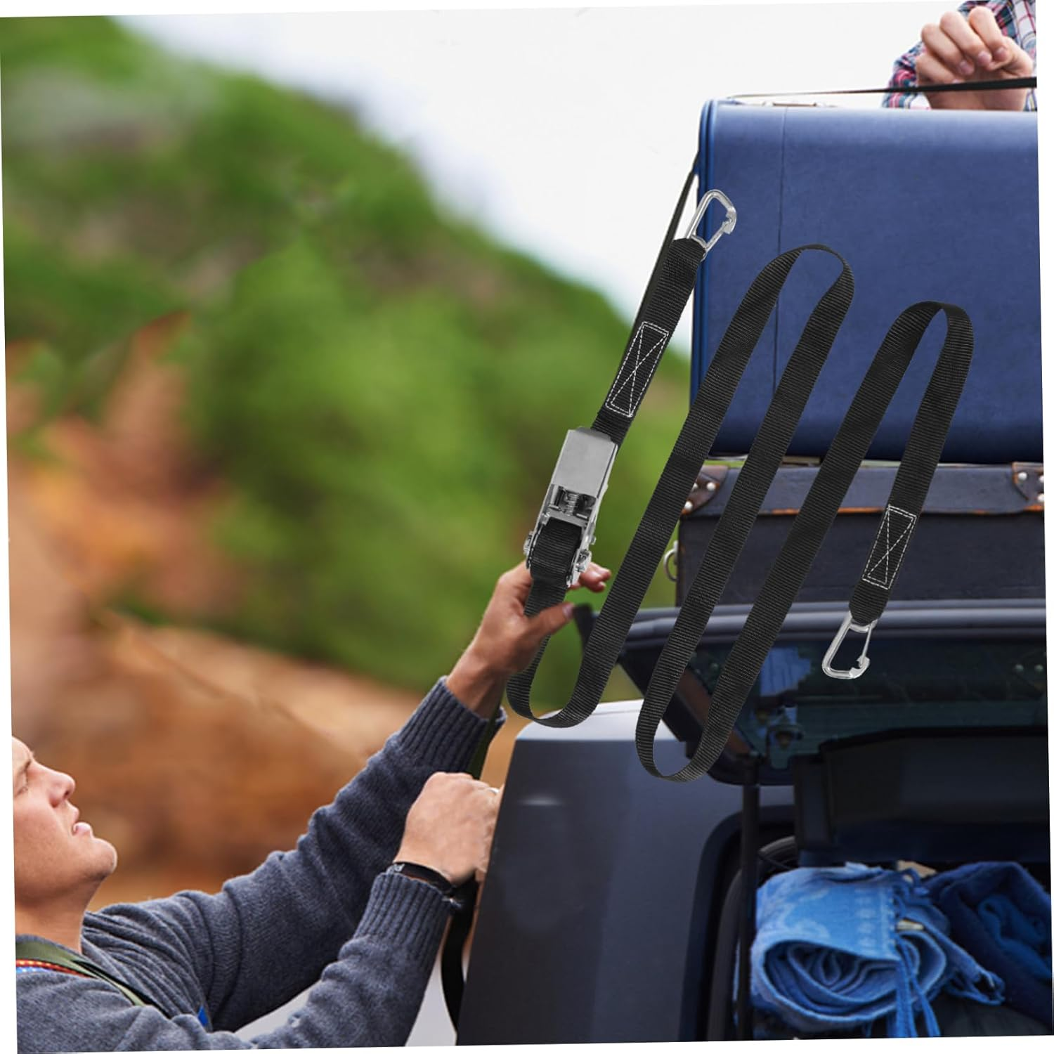 Veemoon Stainless Steel Ratchet Rope Tightener Luggage Belt Buckle Strap Adjustable Suitcase Belt Luggage Straps for Travel