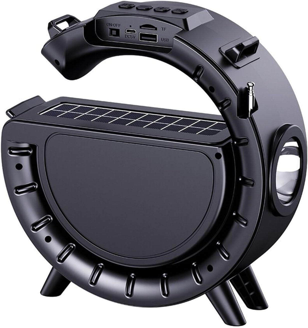 Solar Speaker with Atmosphere Lamp,Portable FM Radio and Flashlight,1200Mah Rechargeable Battery,Outdoor Bluetooth Music Player Wireless Card Insertion Sound System for Bedroom, Party, Living Room image number 4