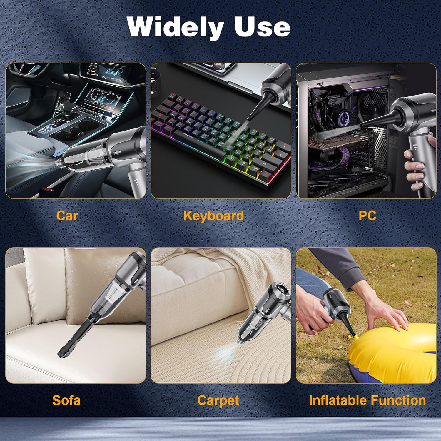 Lecoirrax Car Vacuum Cleaner Cordless, 22000 PA High Power Mini Vacuum Cleaner Handheld, Rechargeable Compressed Air Duster, Portable Air Blower for Home, Pet, Keyboard, Office(Grey) image number 5