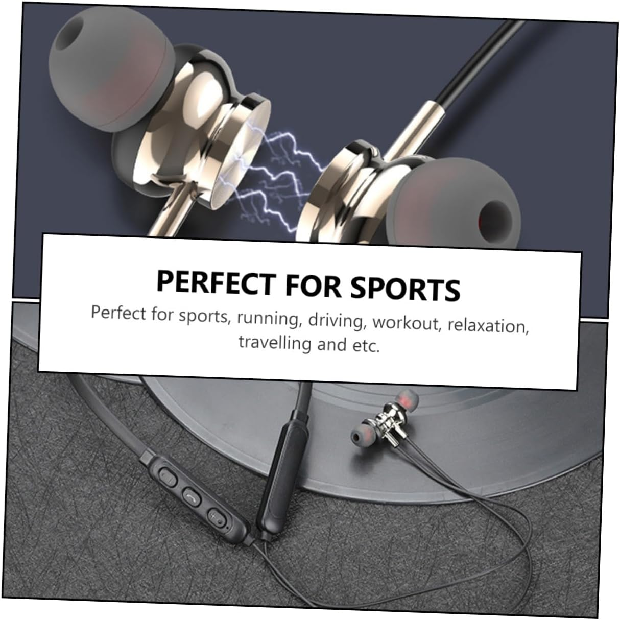 Mipcase Stereo Headphone Wireless Earbud Sweat-Resistant Neck Hanging Earphone with Microphone for Workout Running Sports Outdoor Activities Compact Design for Active Lifestyle Black image number 6