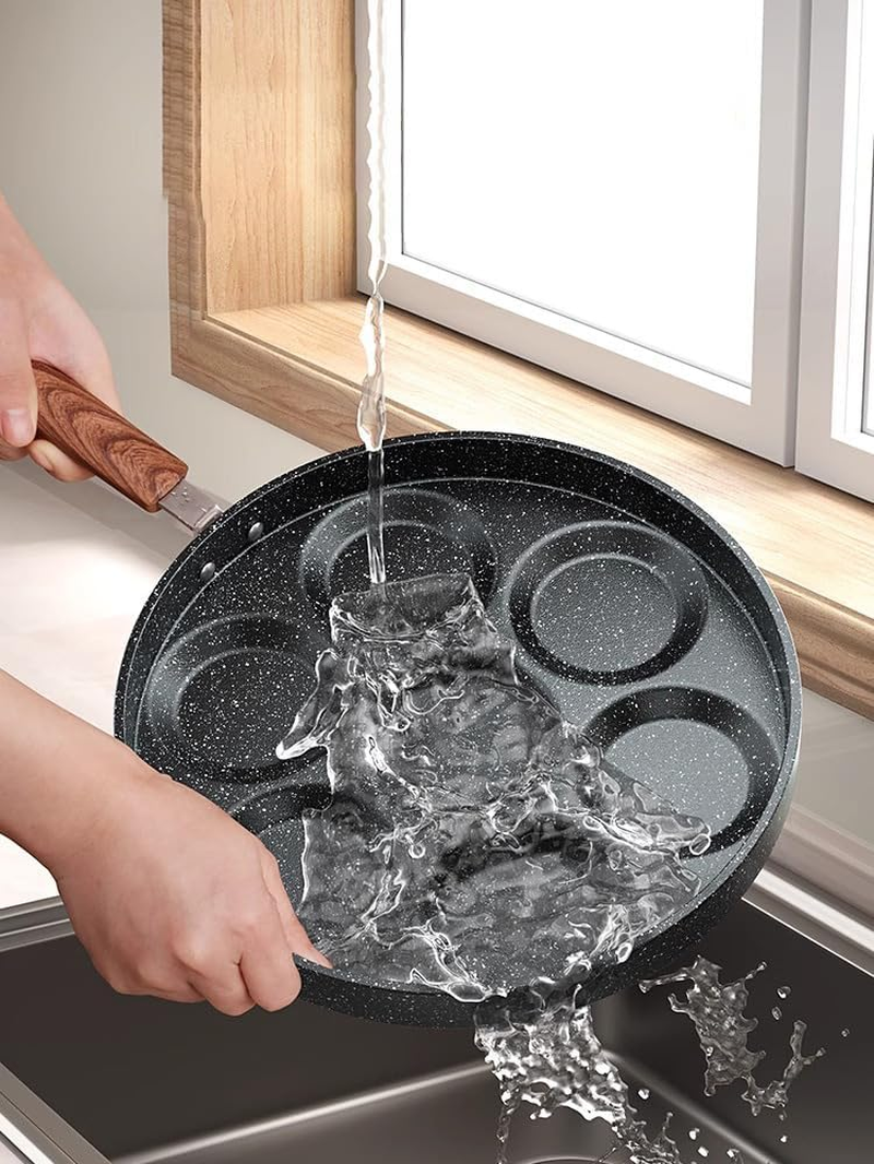 Aventara Pancake Pan 30Cm Non Stick, 7 Hole Induction Cooktop Compatible Griddle Pan for Mini Pancakes, Blini, Poffertjes, Fried Eggs, Family Breakfast & Kids Gift Idea image number 6